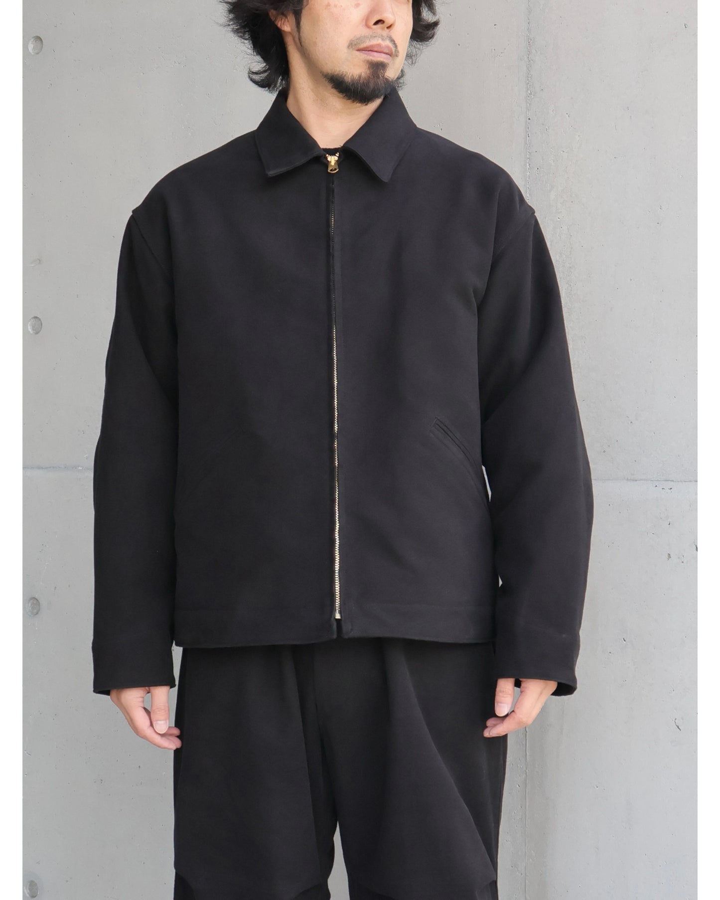 モールスキン ジップショートジャケット BLACK