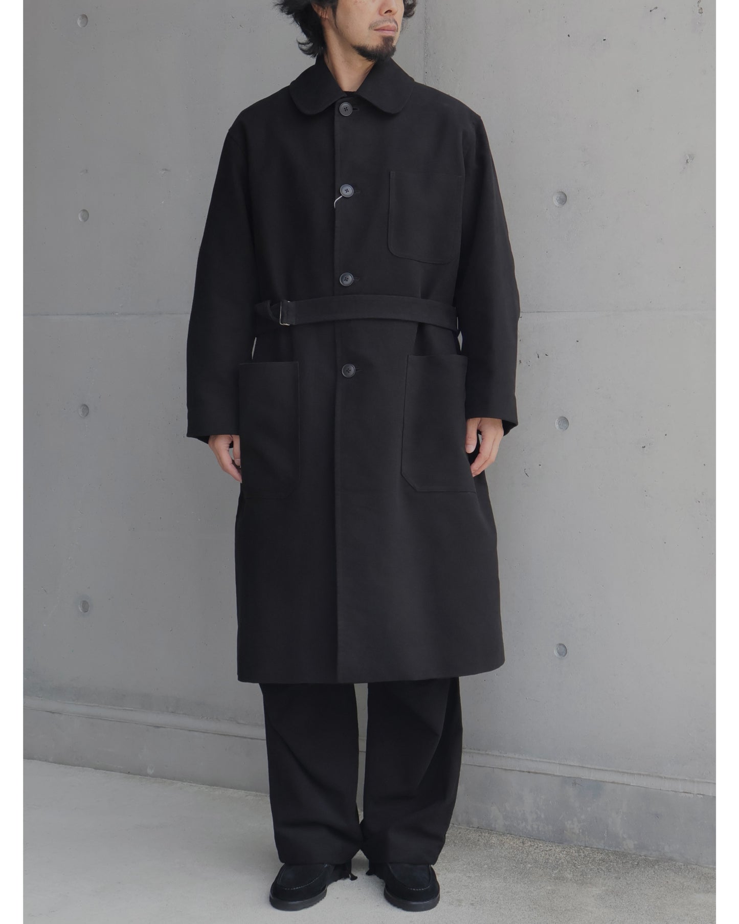 モールスキン ミリタリーコート BLACK