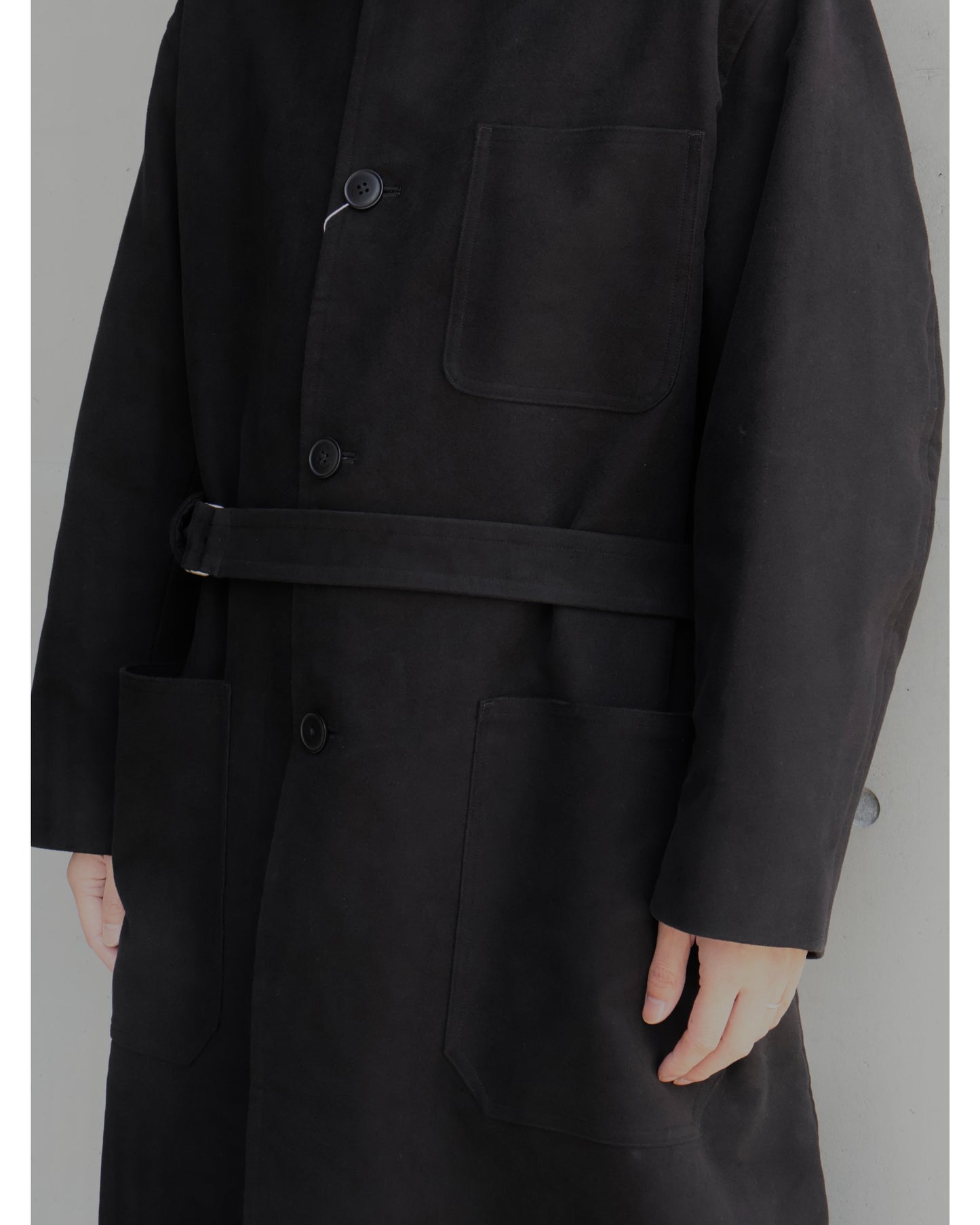 モールスキン ミリタリーコート BLACK