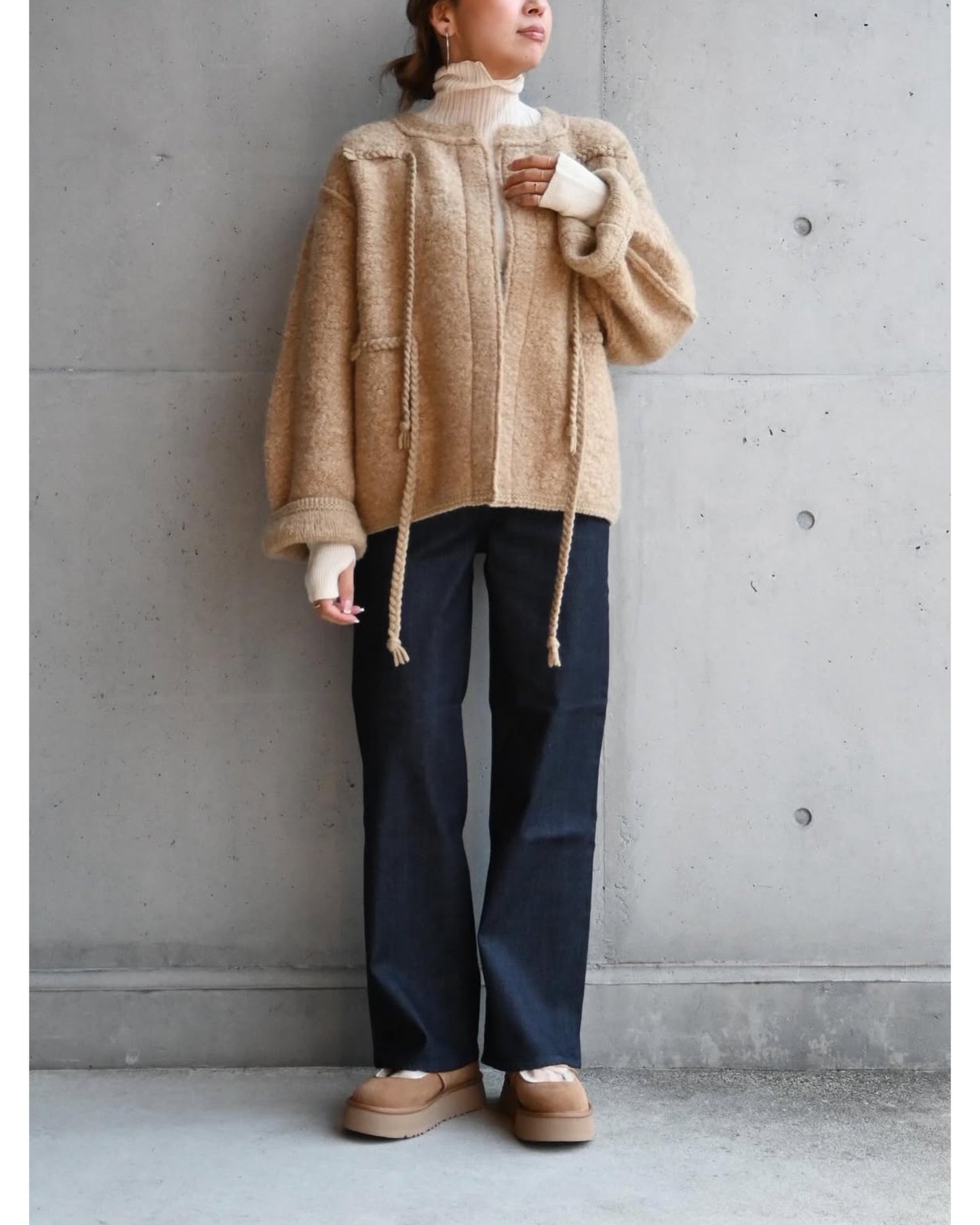 royal baby alpaca random ribbed-knit high-neck P/O