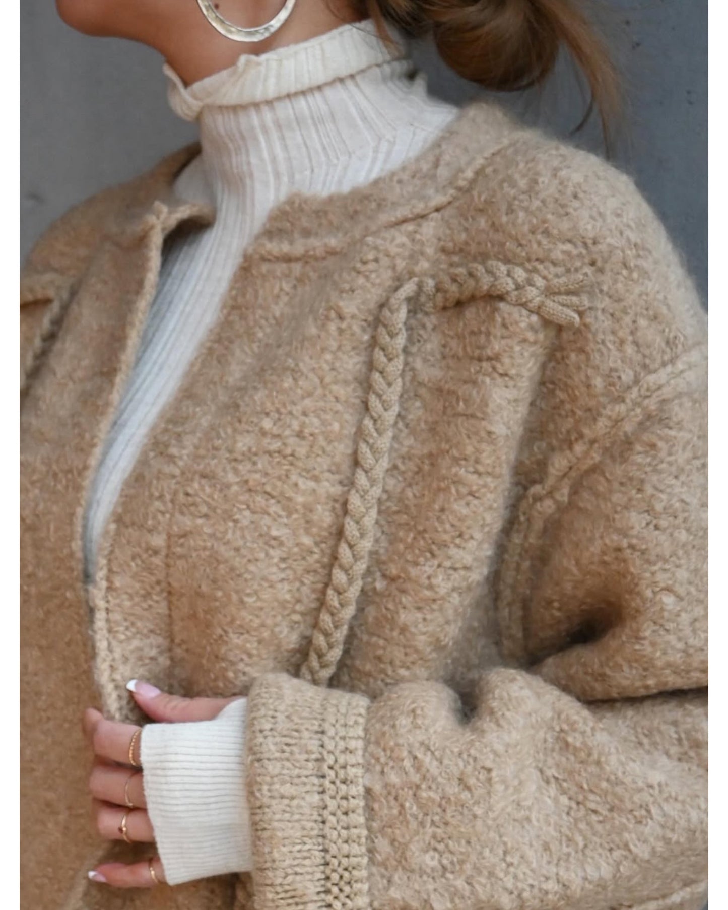 royal baby alpaca random ribbed-knit high-neck P/O