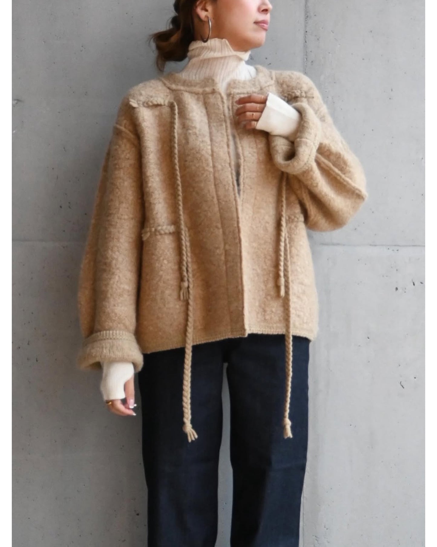 mohair & shetland wool jumbo loop knit jacket