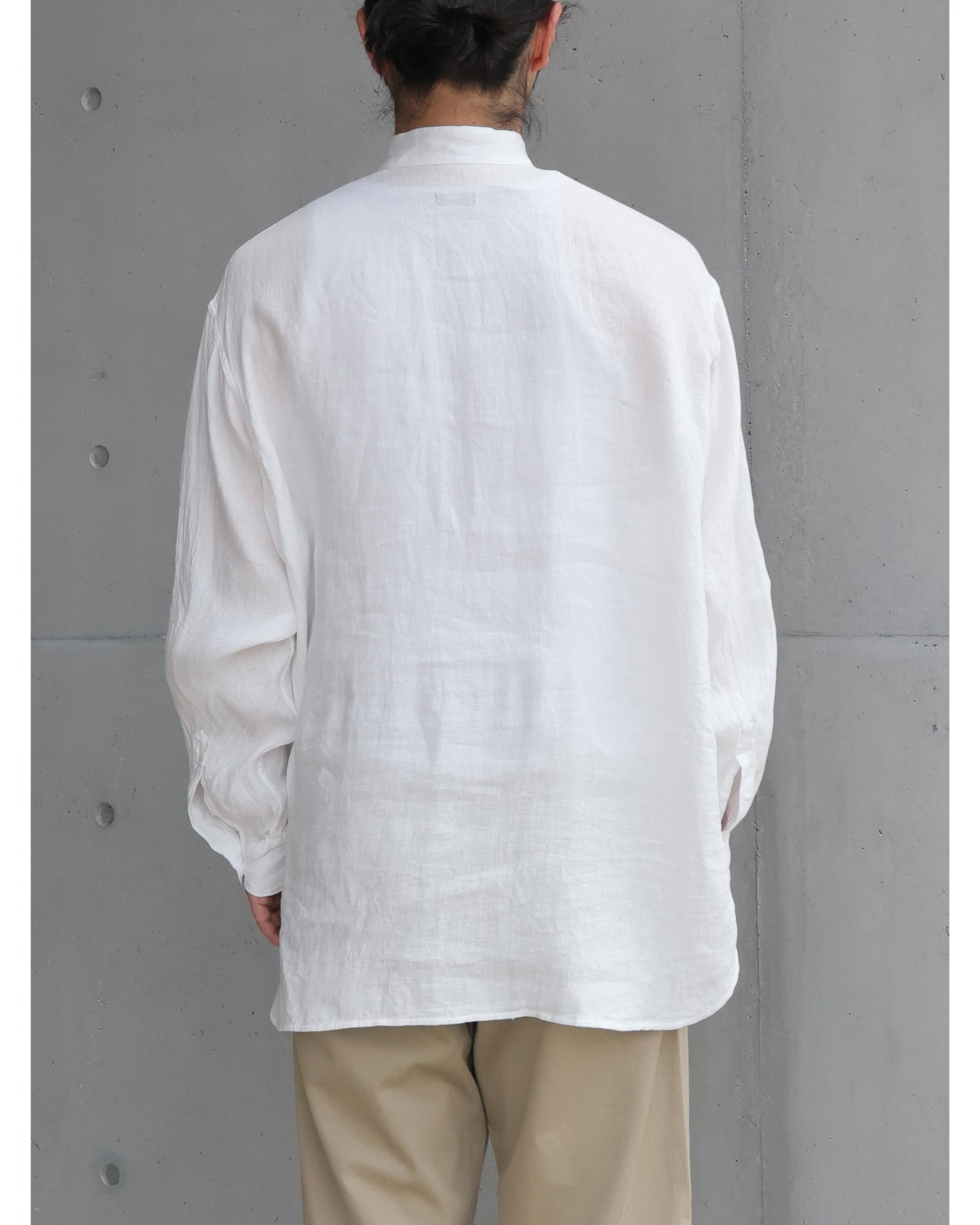 リネンWクロス プルオーバーシャツ WHITE