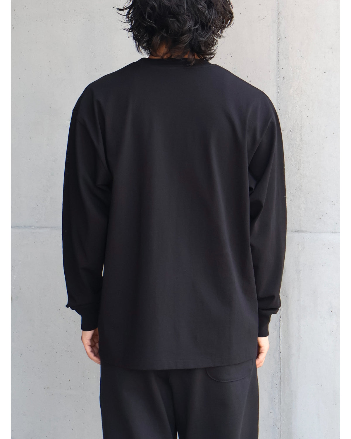 コットンジャージ プリント長袖Tシャツ BLACK