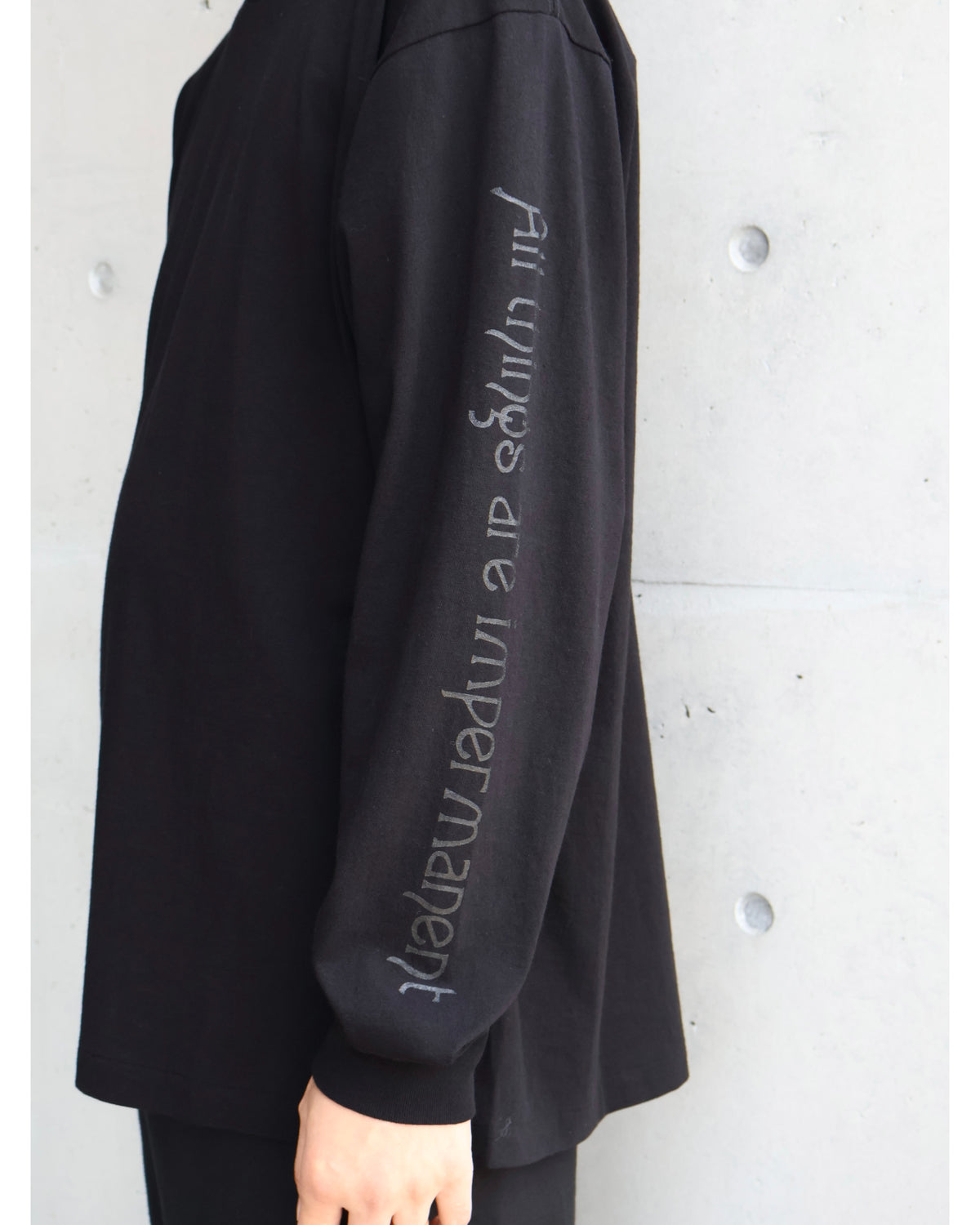 コットンジャージ プリント長袖Tシャツ BLACK