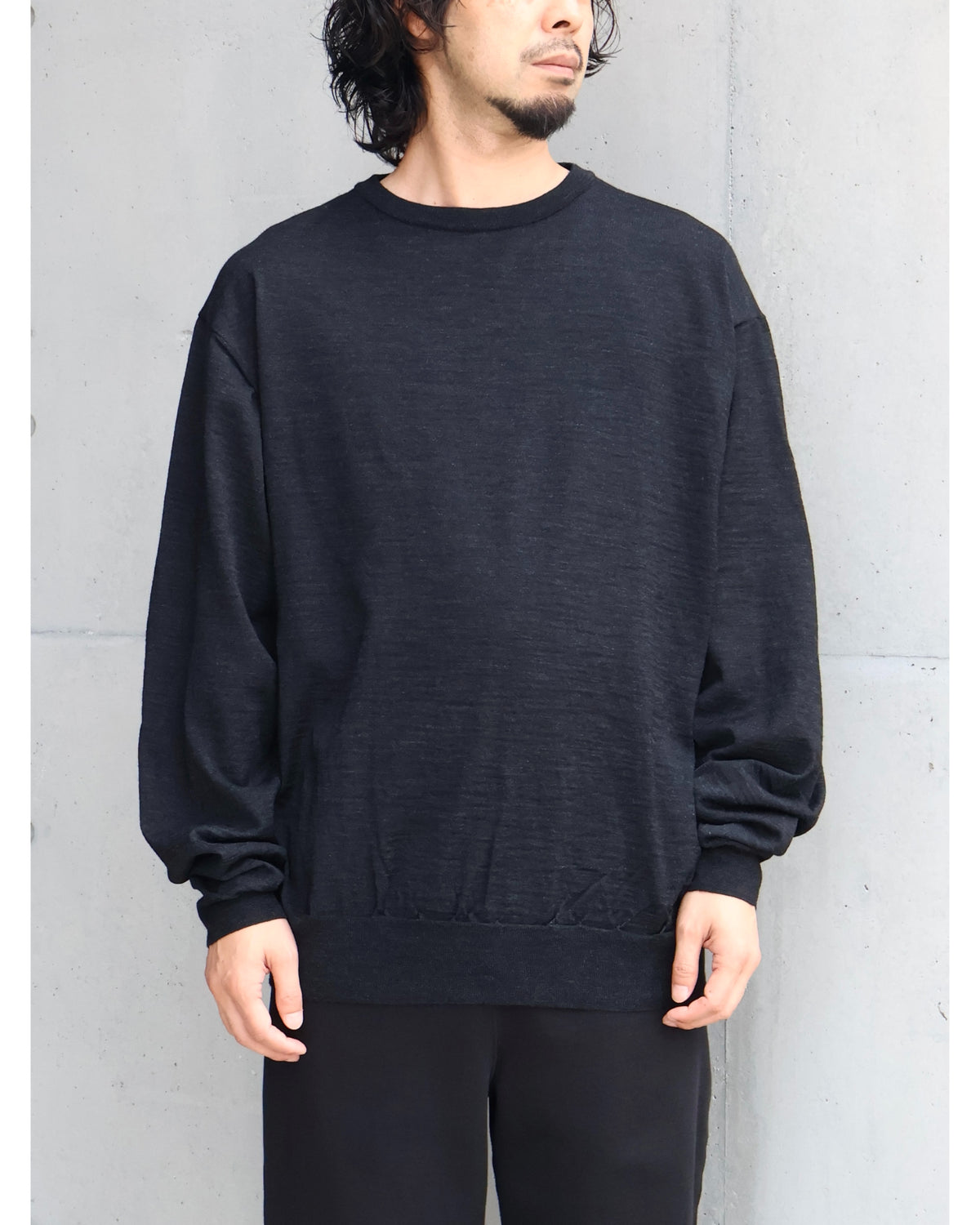 ウール クルーネックニット CHARCOAL