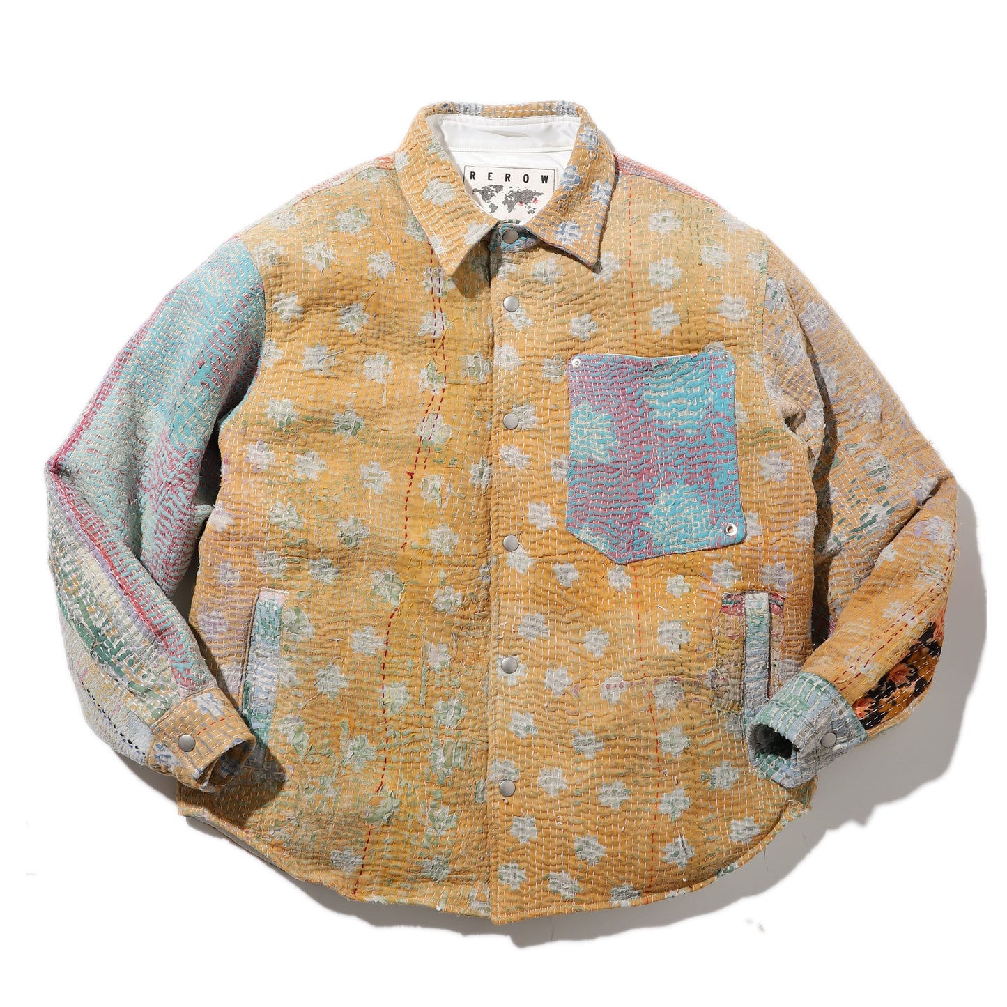 Vintage Kantha Quilt Down Shirts