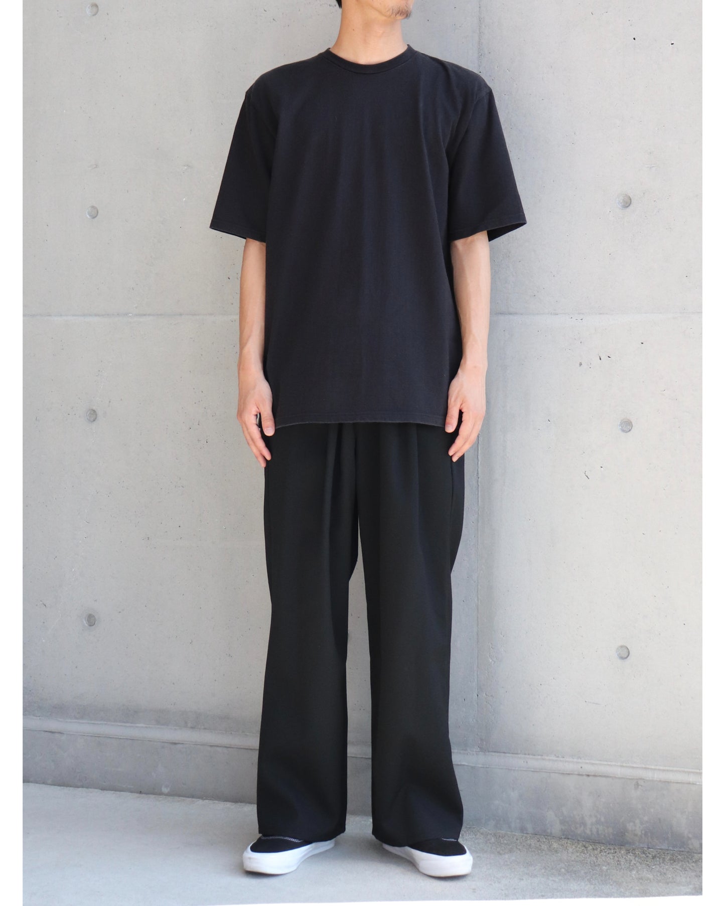 Scale Off Wool Wide Chef Pants BLACK