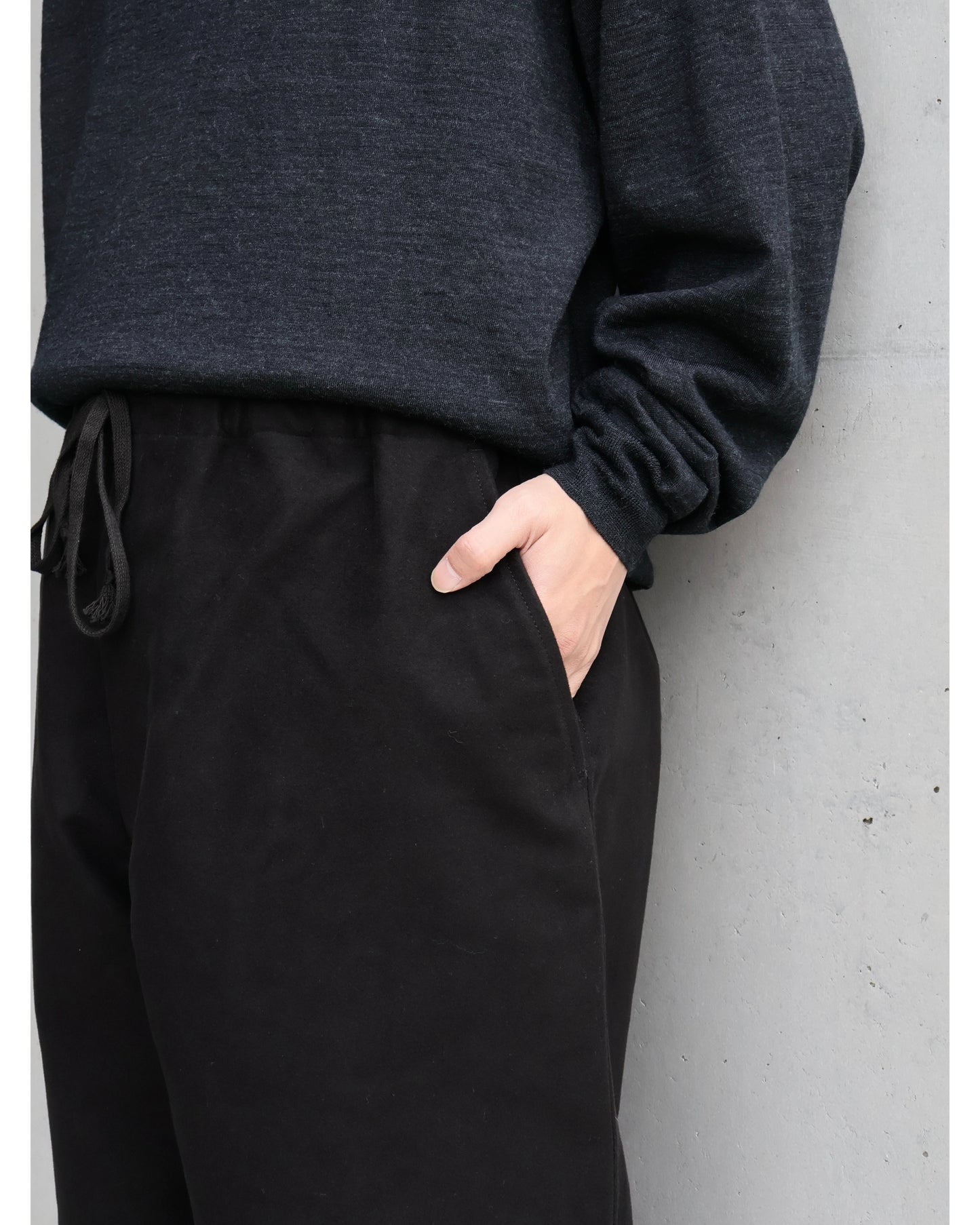 モールスキン ドローストリングパンツ BLACK