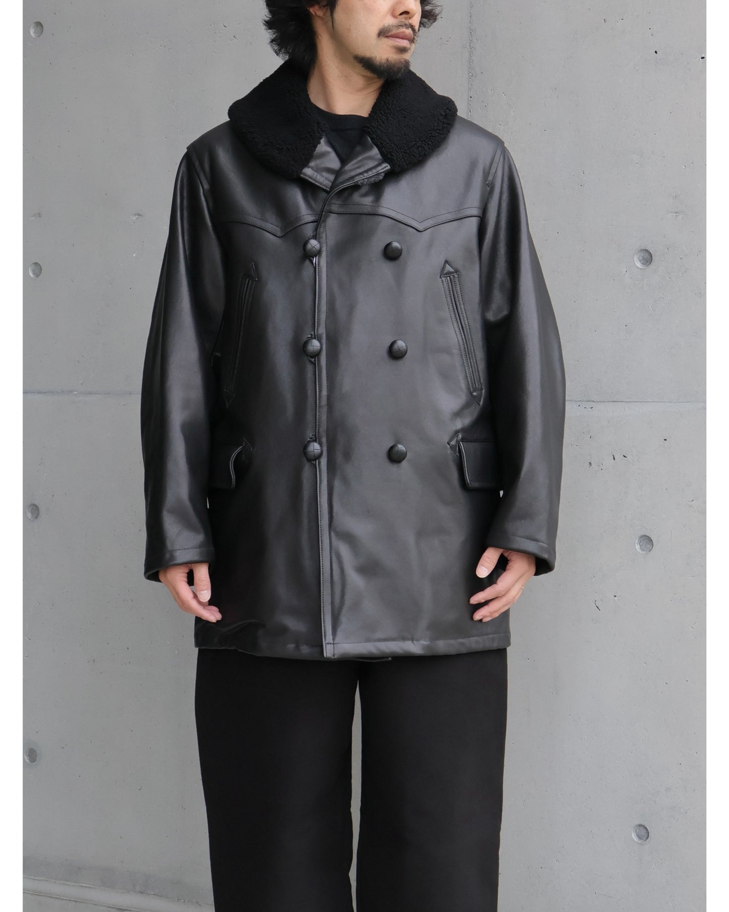 ラムレザー カナディアンコート BLACK