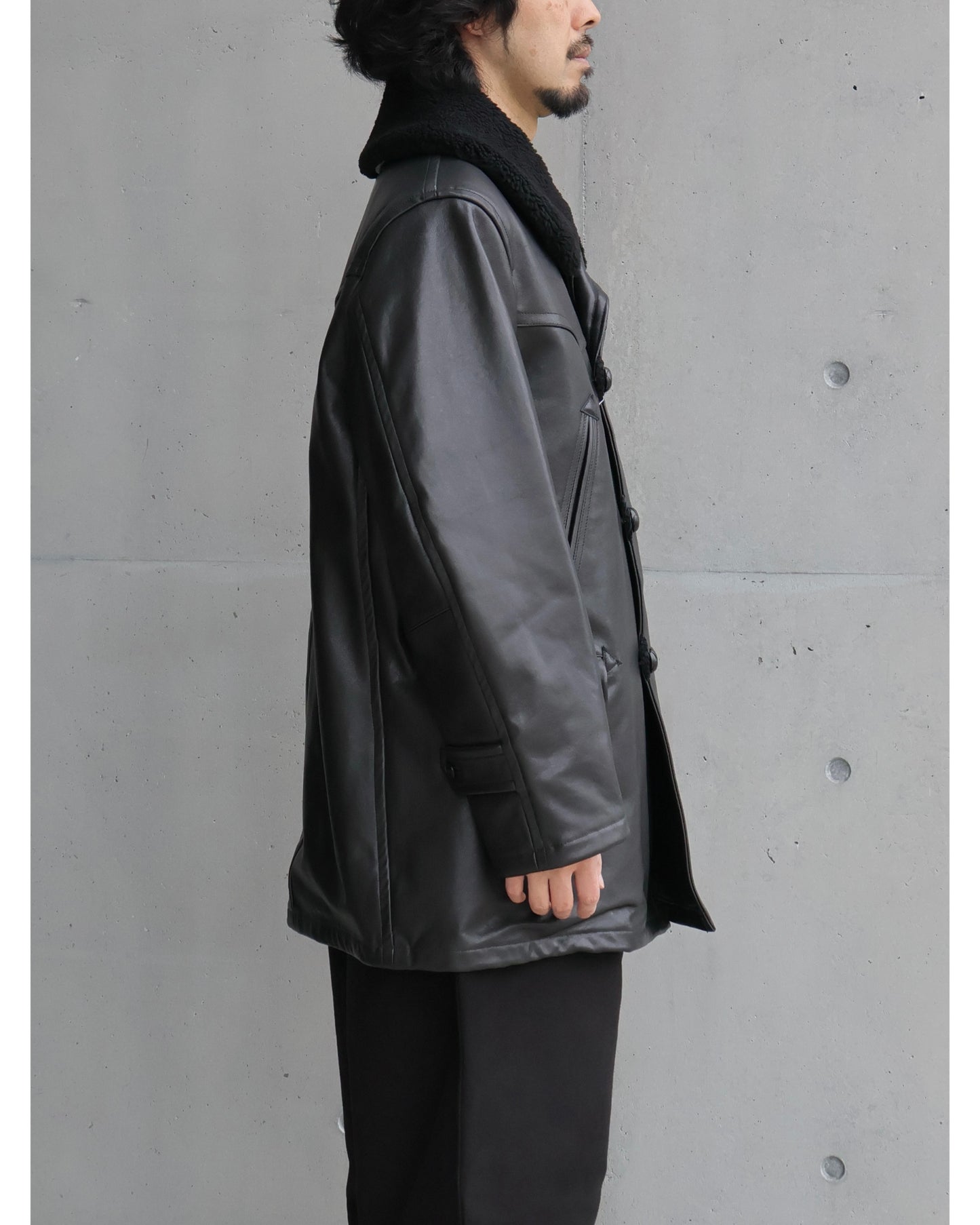 ラムレザー カナディアンコート BLACK