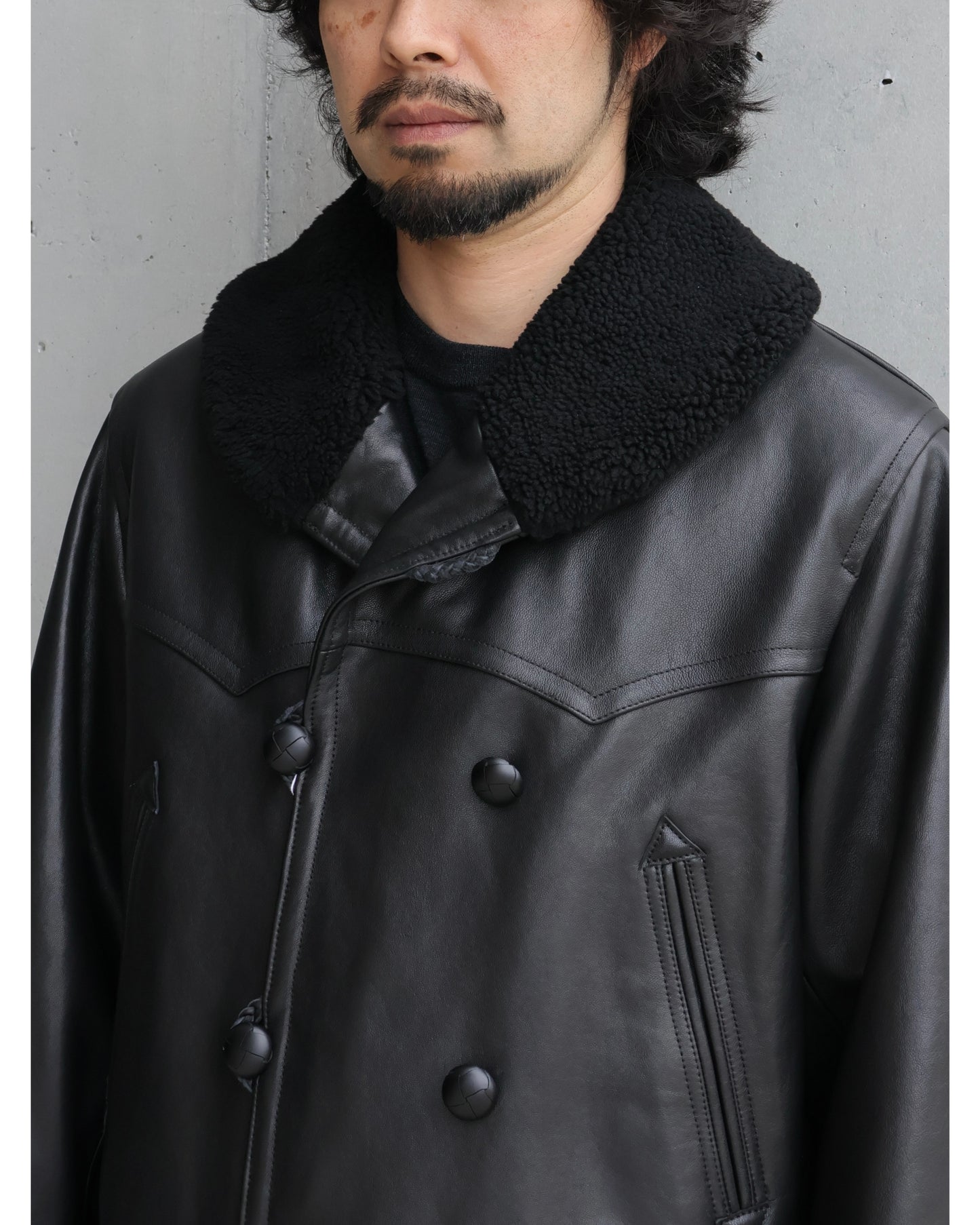 ラムレザー カナディアンコート BLACK