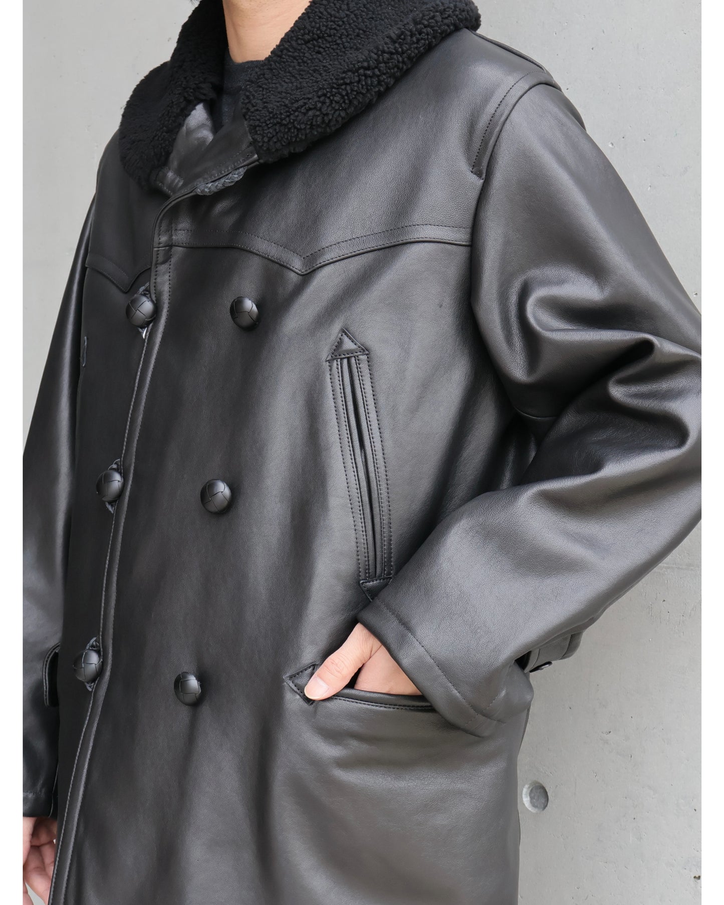 ラムレザー カナディアンコート BLACK