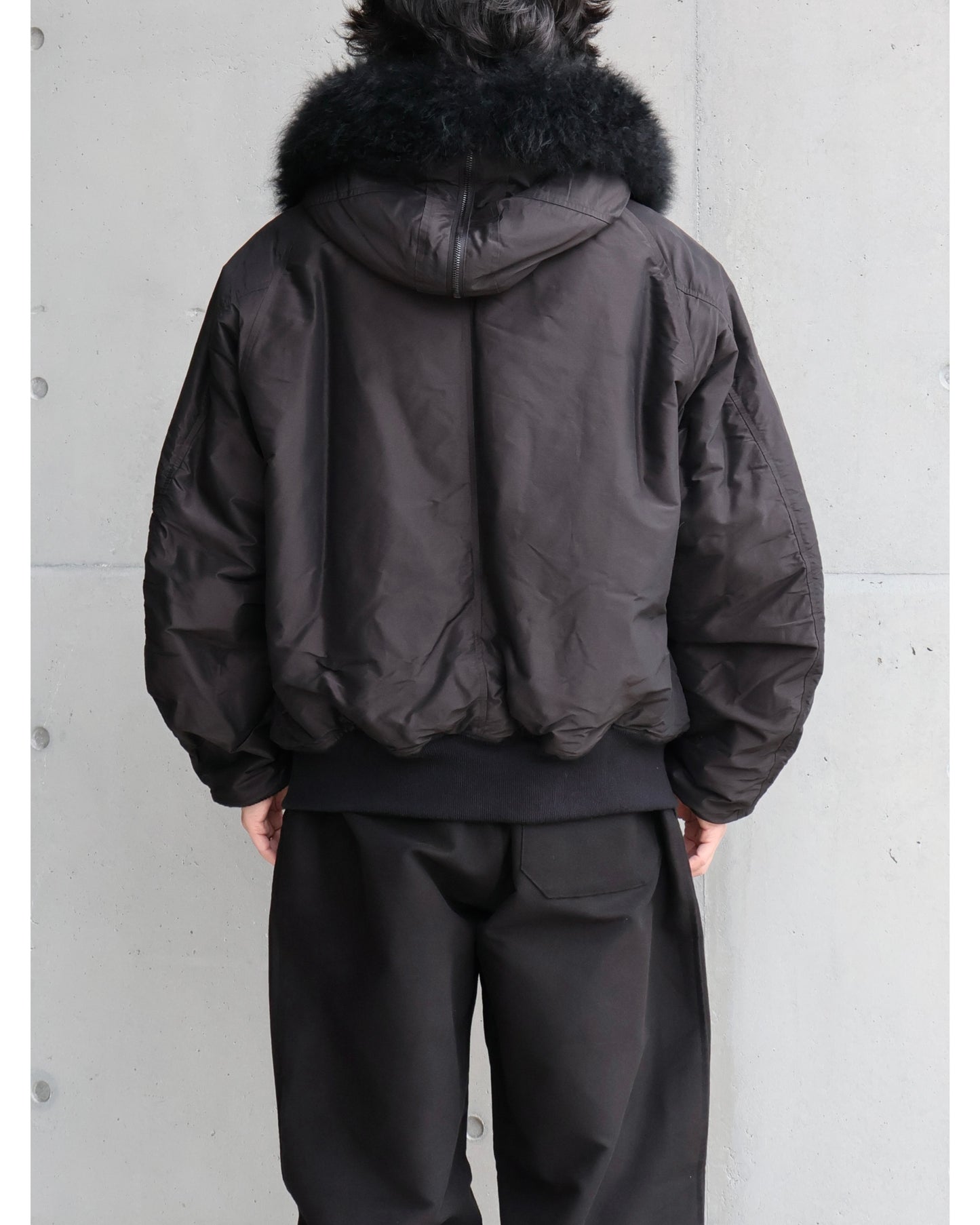 コットンシルク ミリタリーフーデッドジャケット BROWN