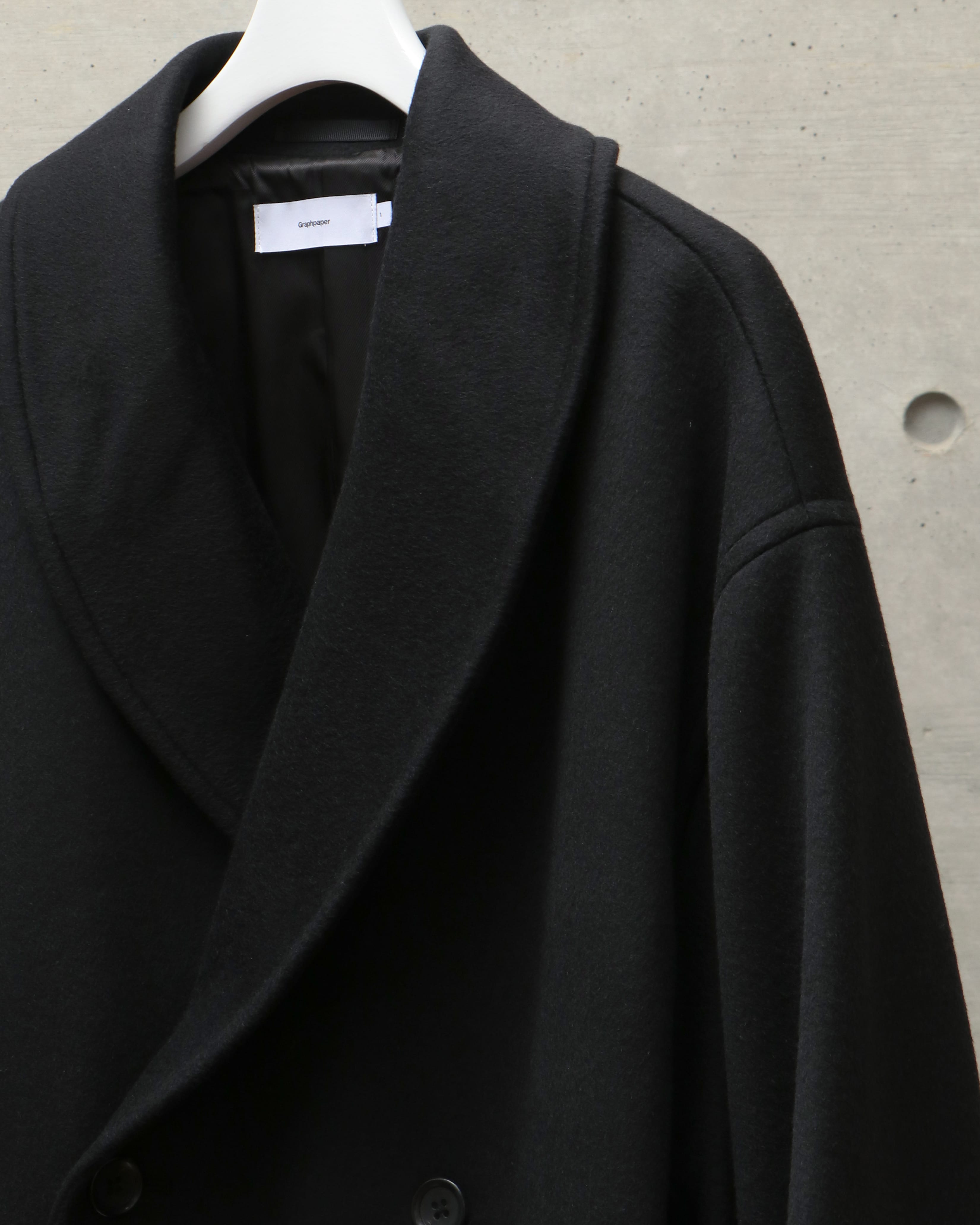 Light Melton Shawl Collar Coat BLACK