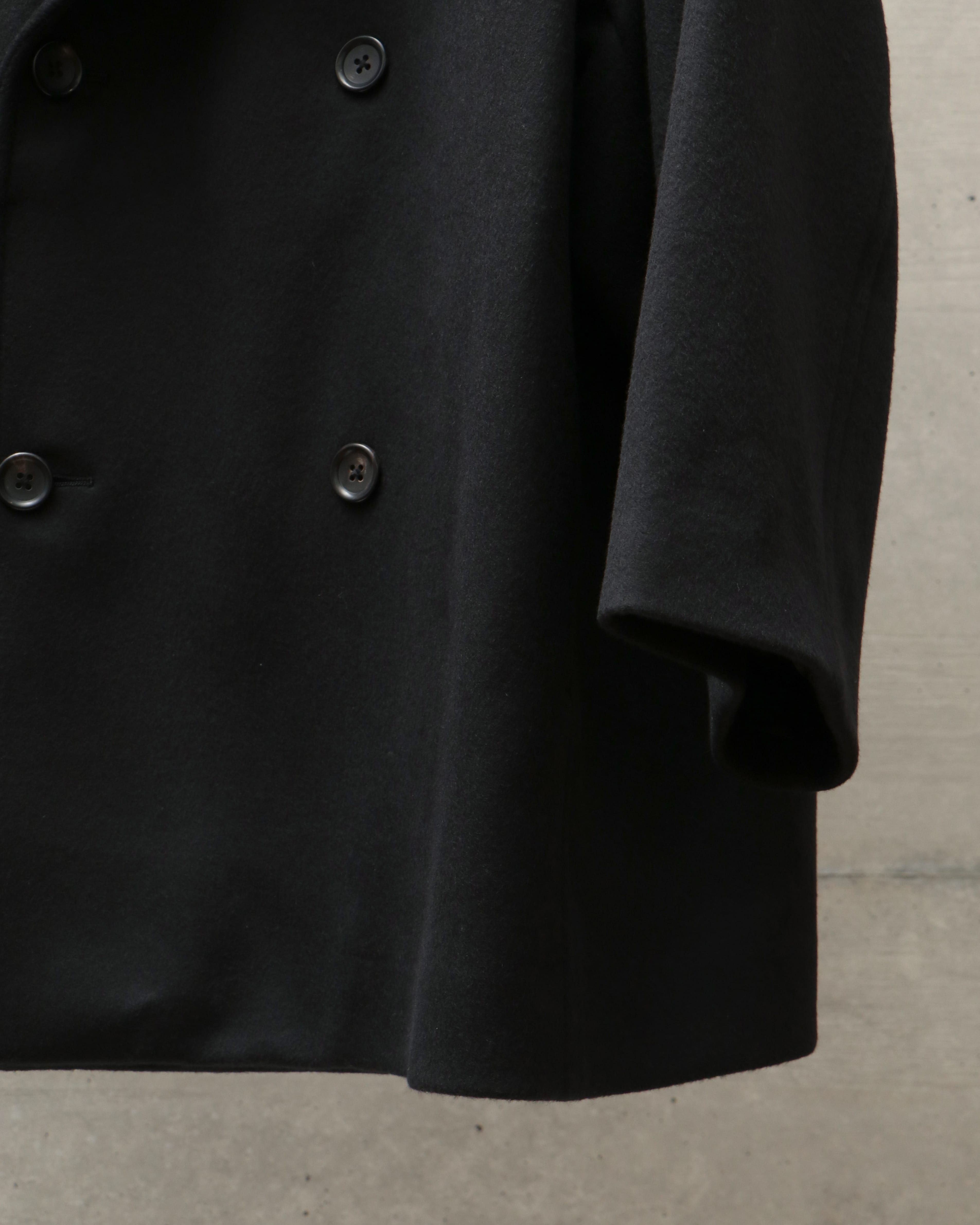 Light Melton Shawl Collar Coat BLACK