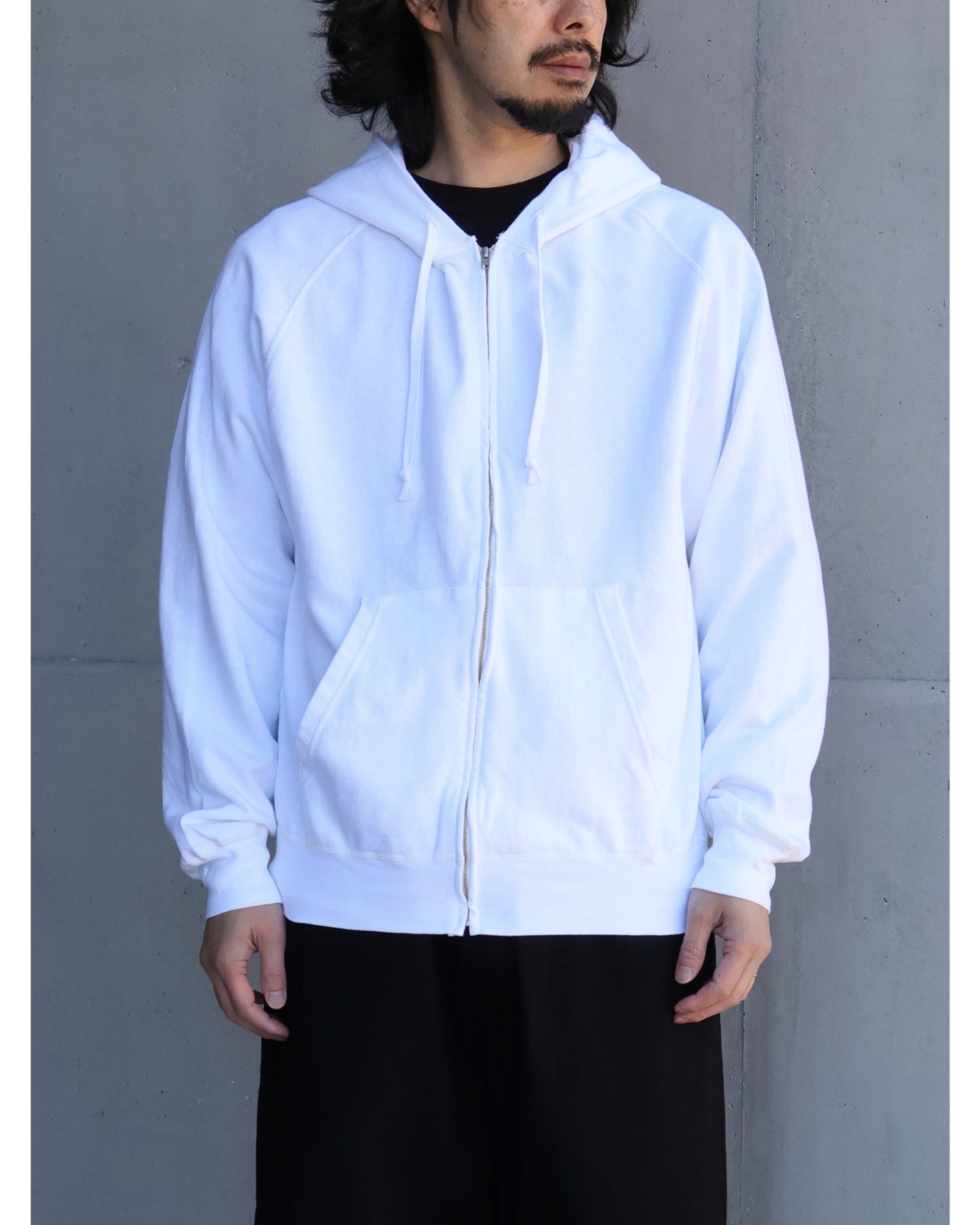 LWコットン裏毛 ジップパーカ WHITE