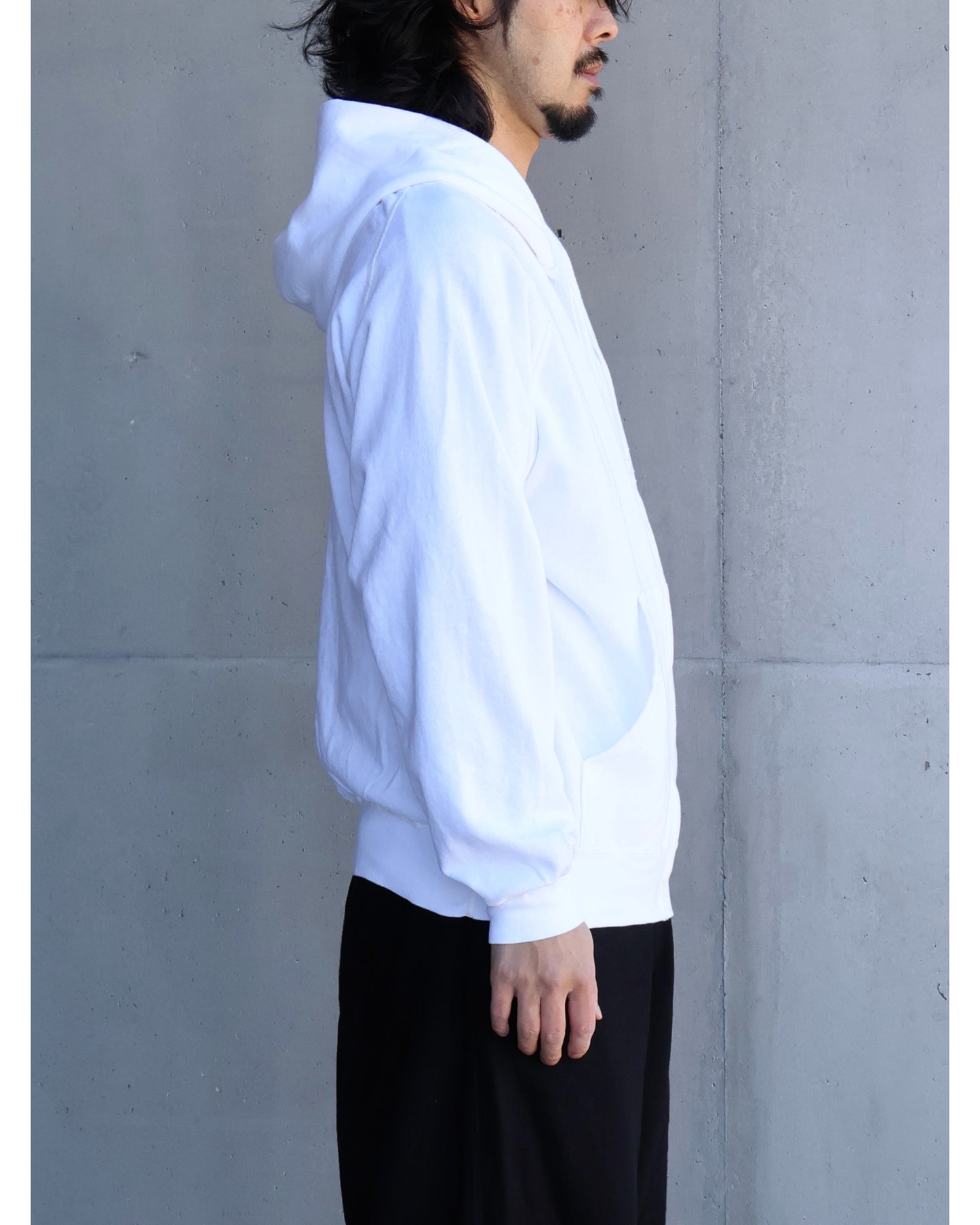 LWコットン裏毛 ジップパーカ WHITE