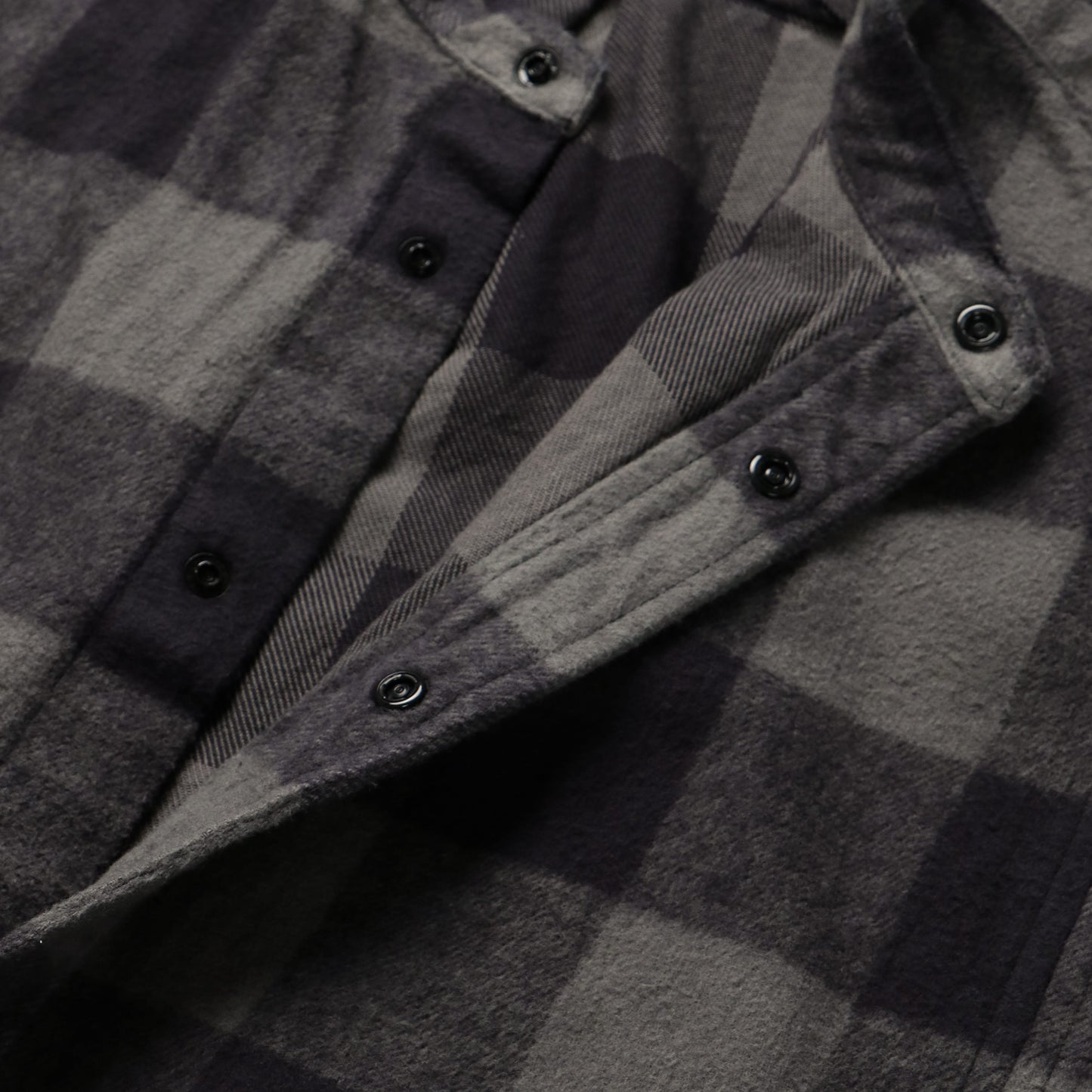 OFFICER STAND COLLAR SHIRT COTTON FLANNEL BLOCK CHECK