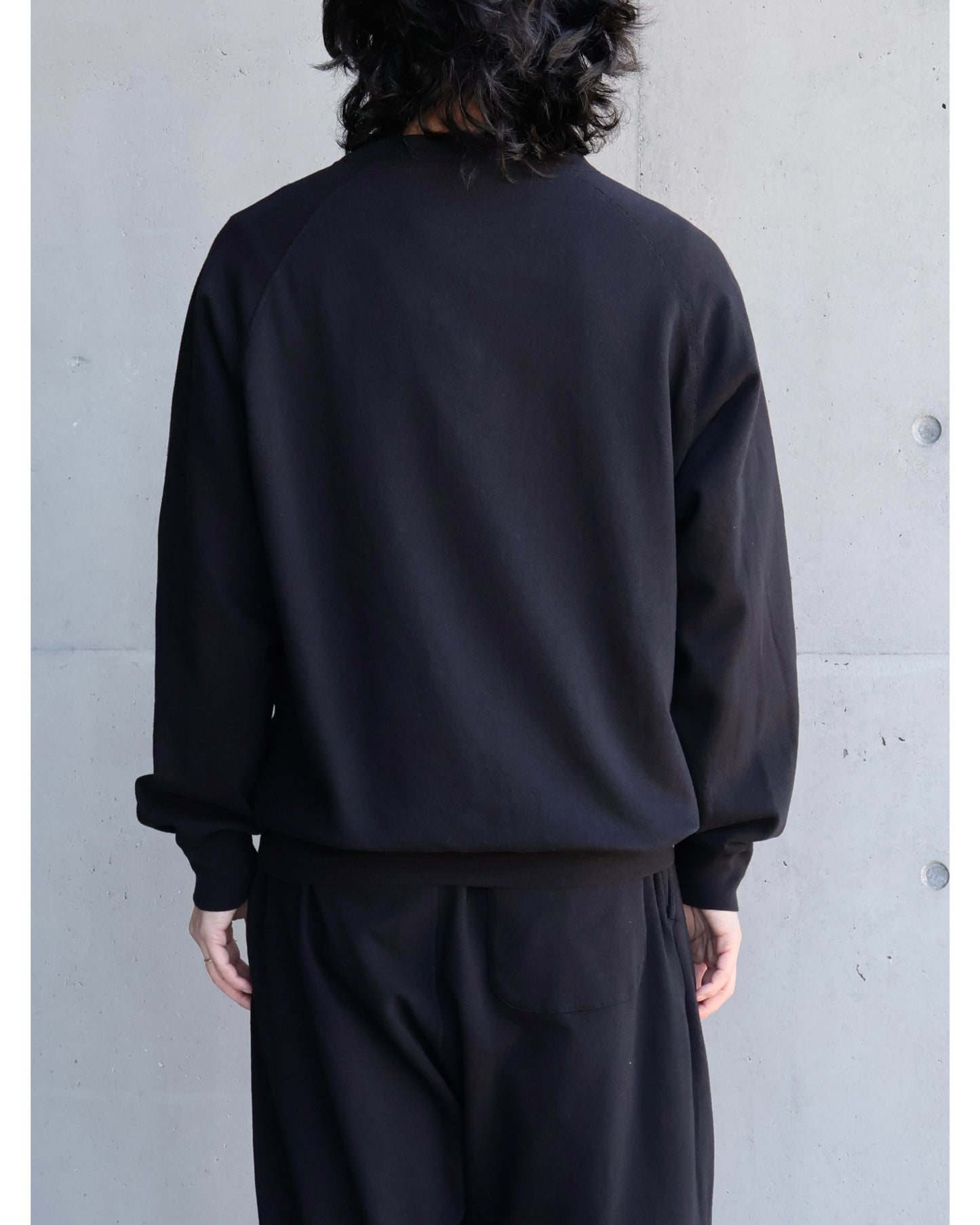 LWコットン裏毛 クルーネック BLACK