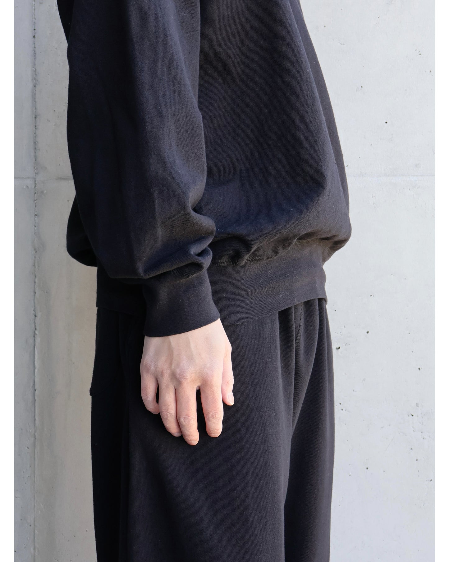 LWコットン裏毛 クルーネック BLACK