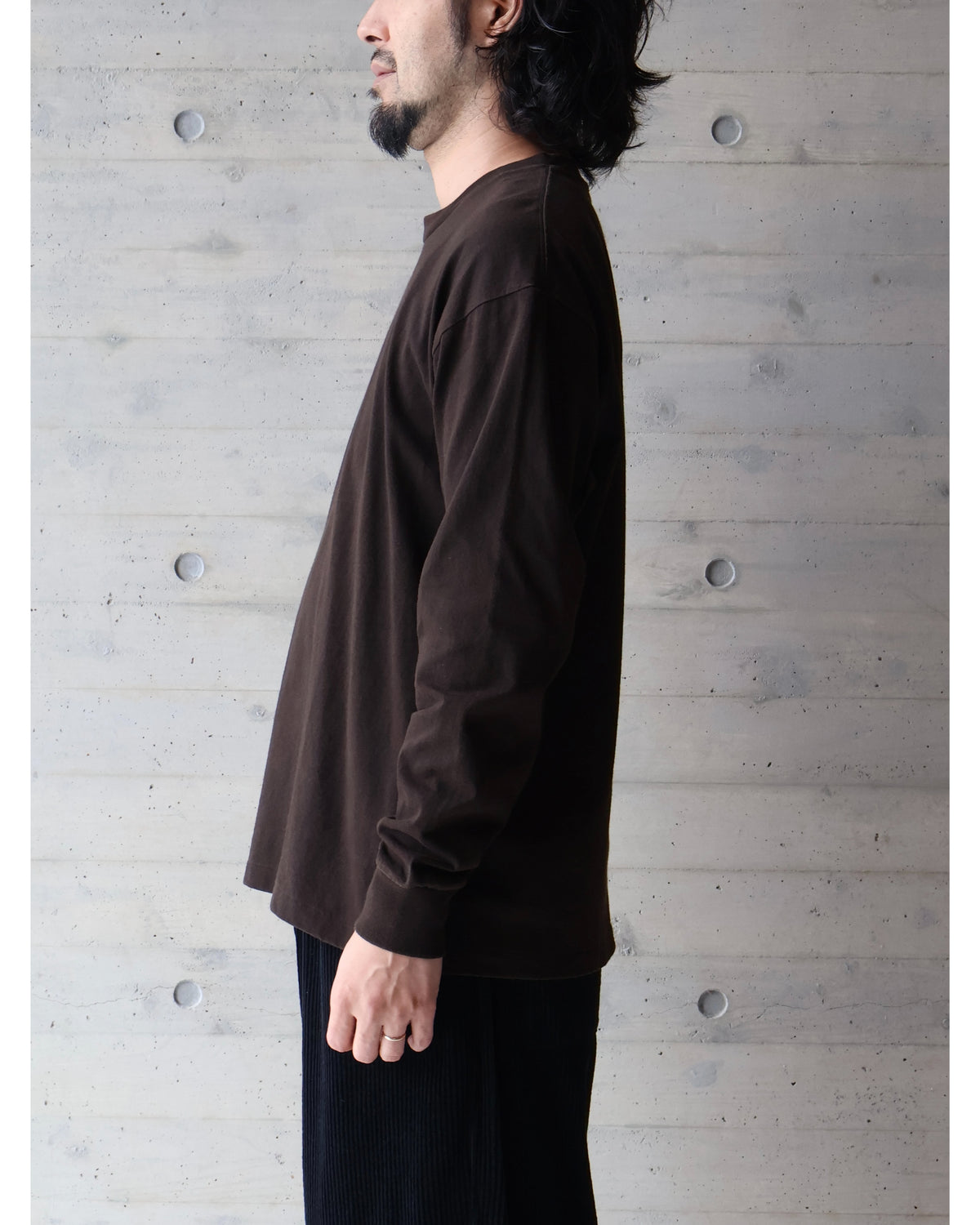 コットンジャージ 長袖Tシャツ BROWN