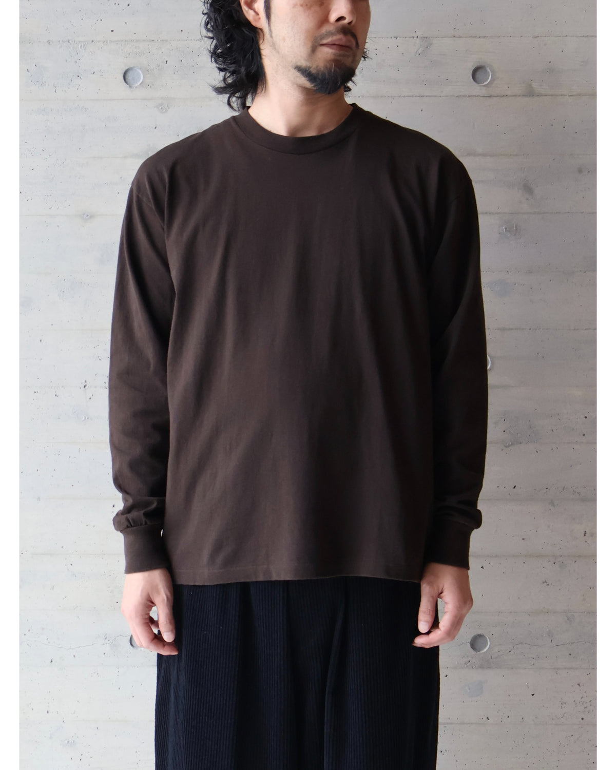 コットンジャージ 長袖Tシャツ BROWN