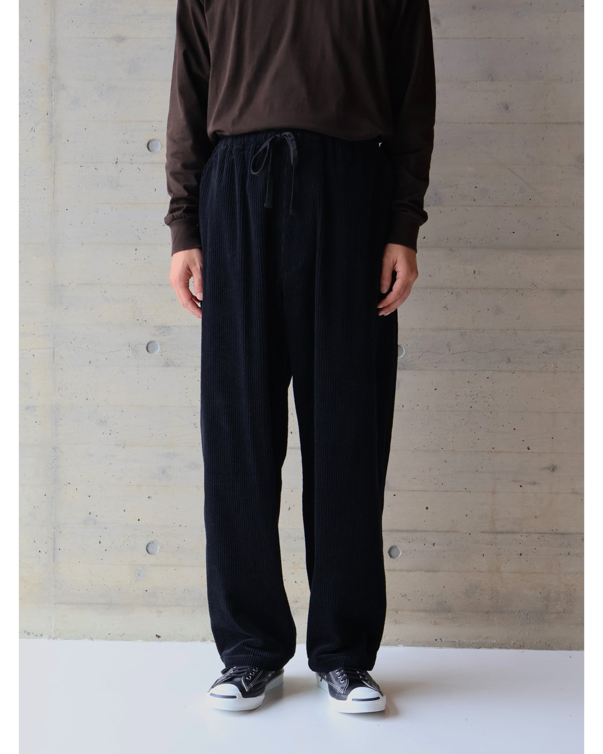 コーデュロイ ドローストリングパンツ BLACK
