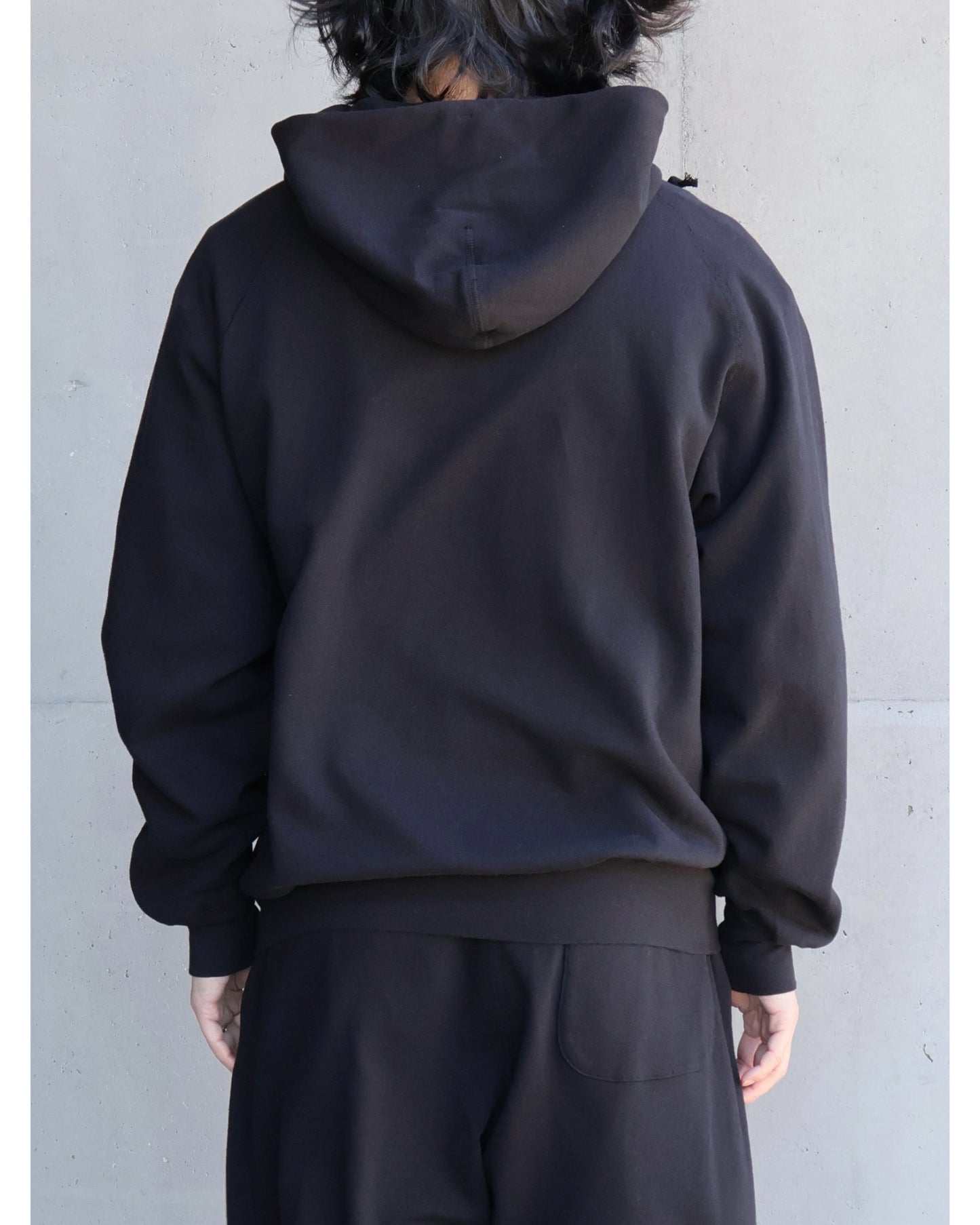 LWコットン裏毛 ジップパーカ BLACK
