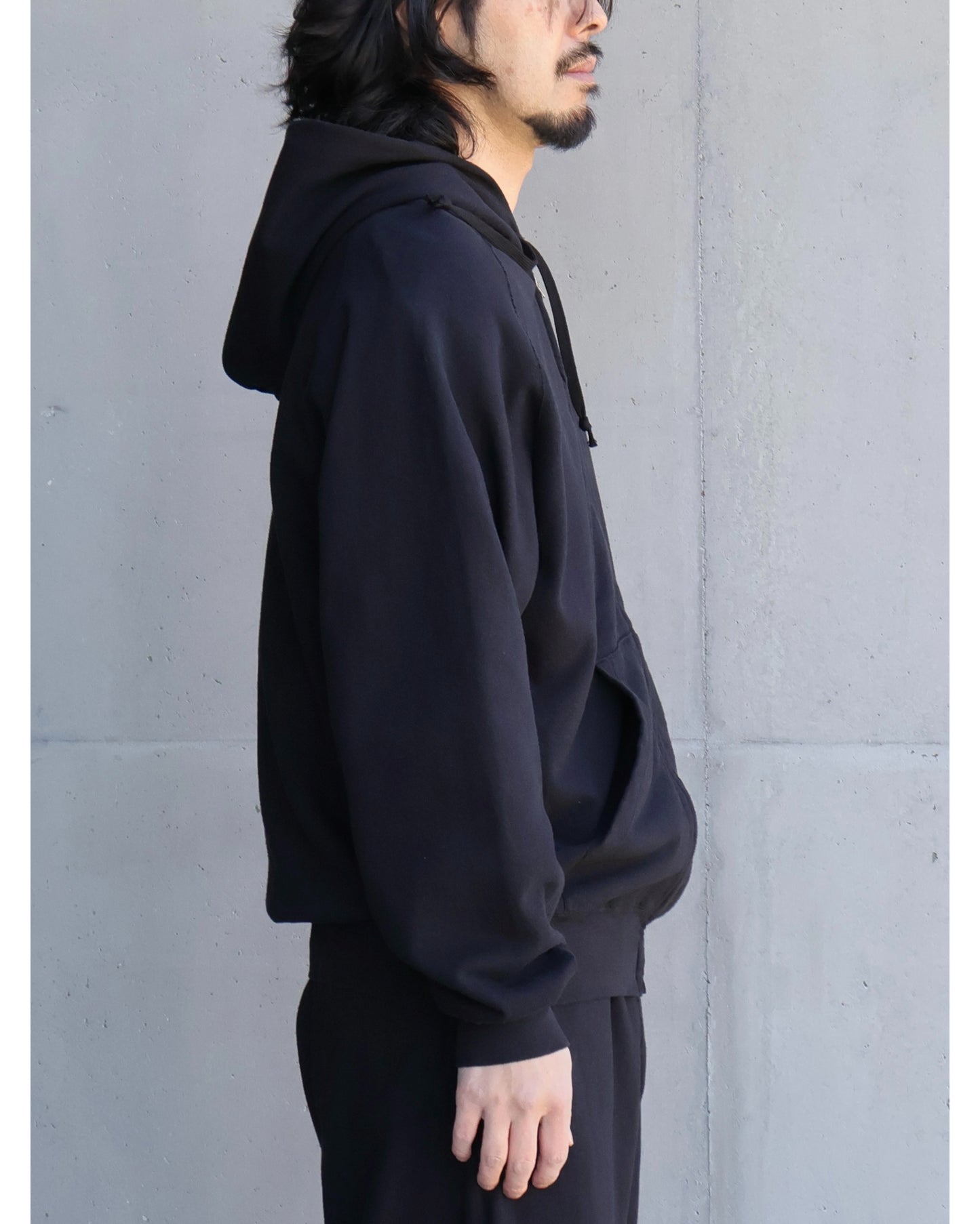 LWコットン裏毛 ジップパーカ BLACK