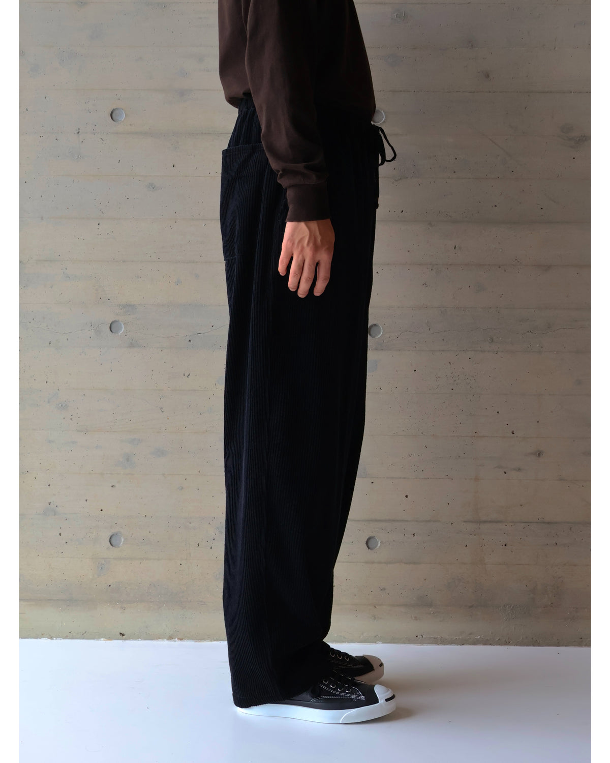 コーデュロイ ドローストリングパンツ BLACK