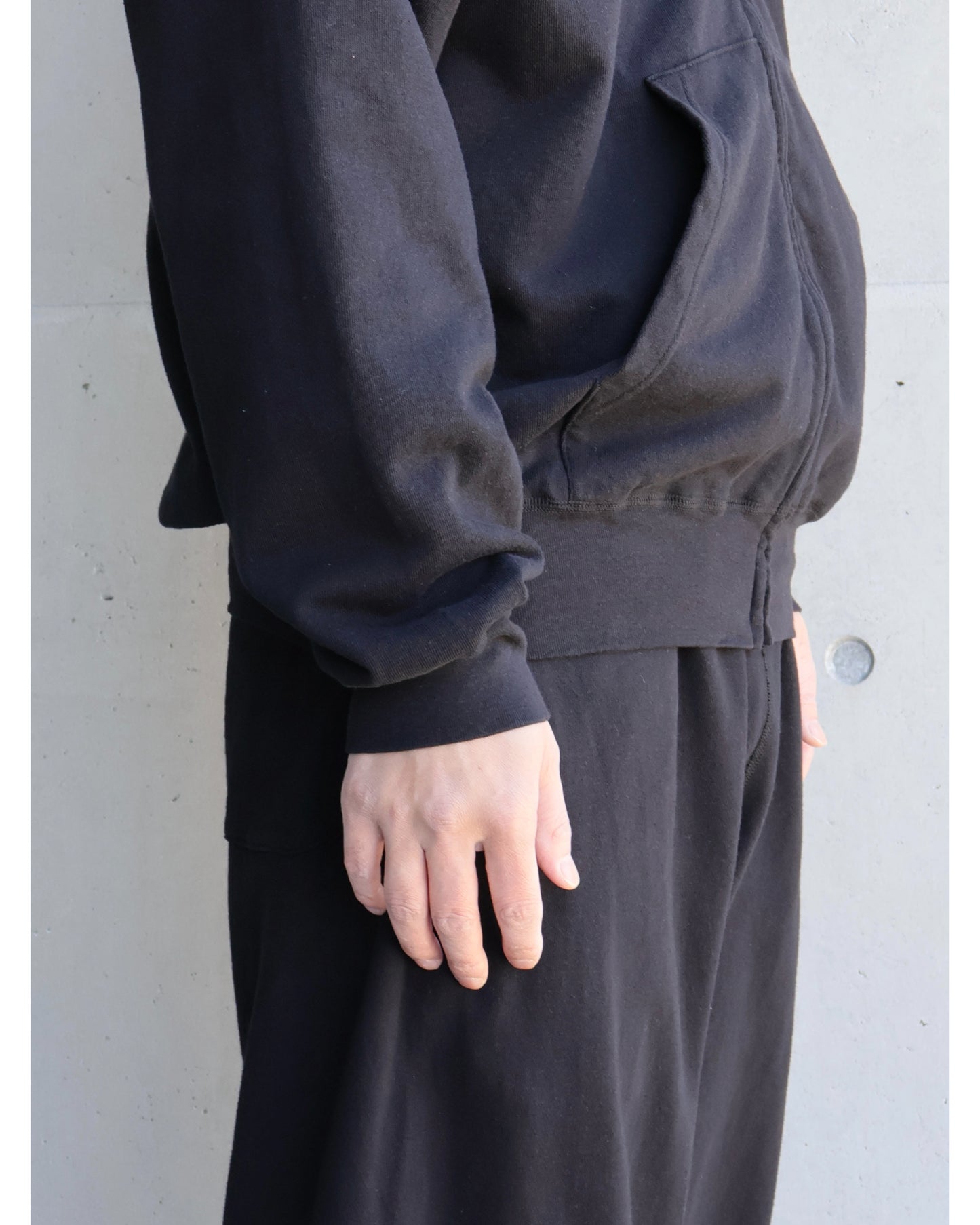 LWコットン裏毛 ジップパーカ BLACK
