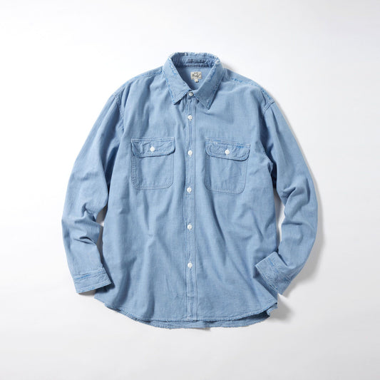 CHAMBRAY L/S WORK SHIRT DAMAGE WASHED 29345