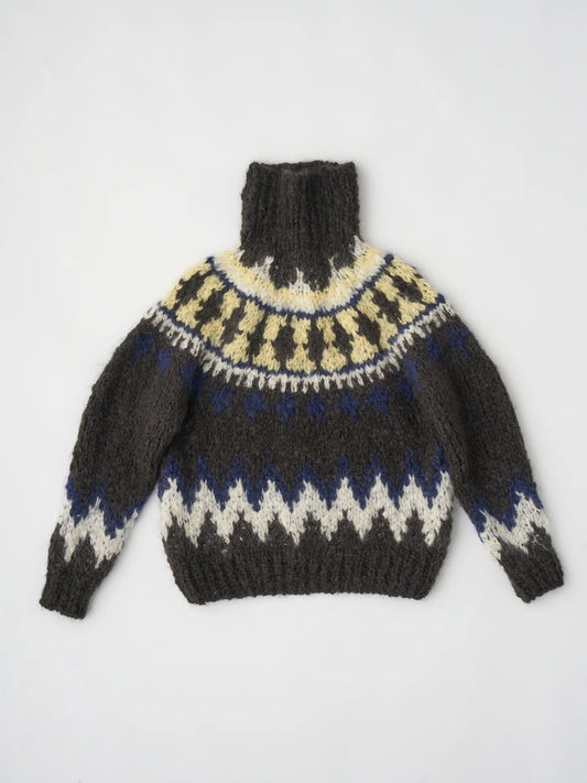 mohair blend hand-knit high-neck P/O