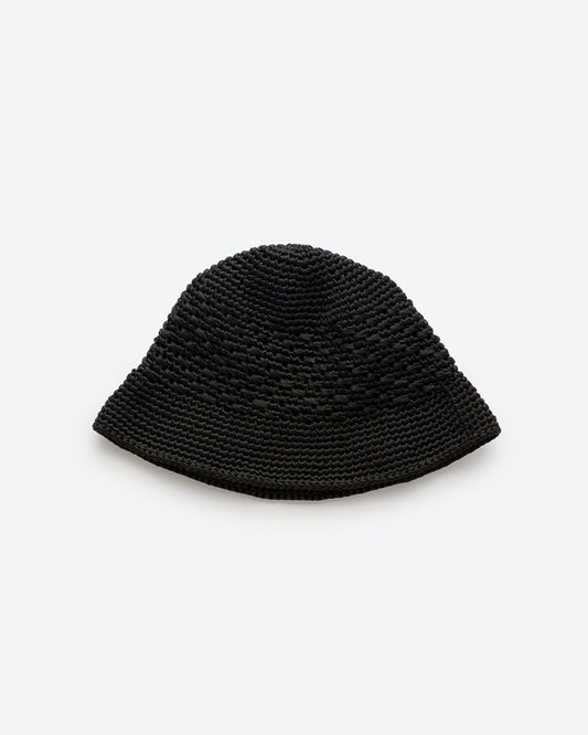 POLY HAND KNIT BUCKET HAT BLACK