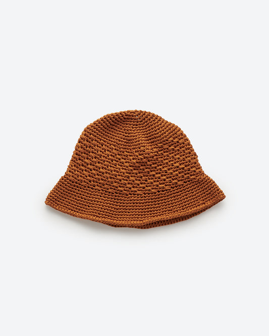 POLY HAND KNIT BUCKET HAT BROWN