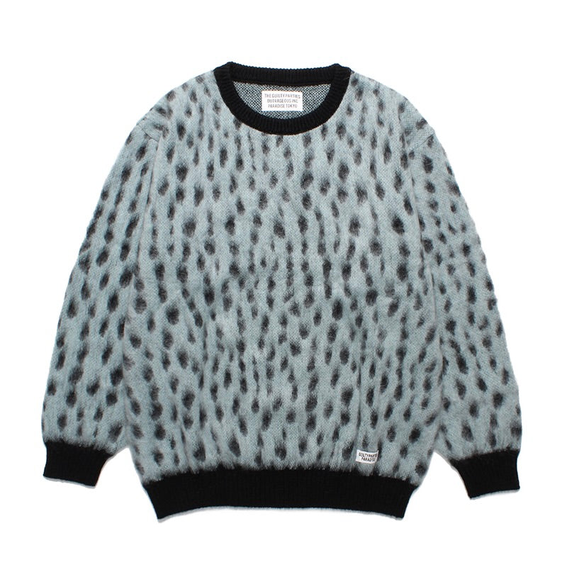 LEOPARD MOHAIR CREW NECK SWEATER