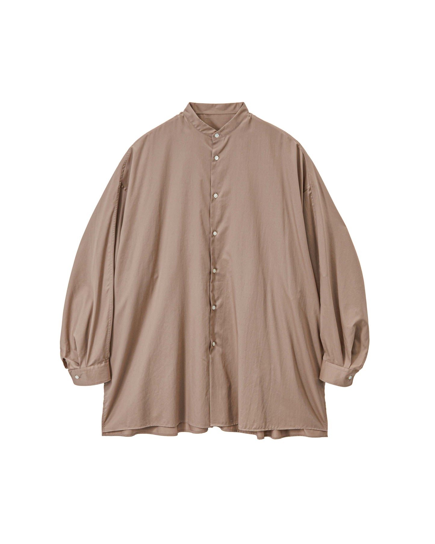 Silicon Poplin Deep Slit Band Collar Shirt