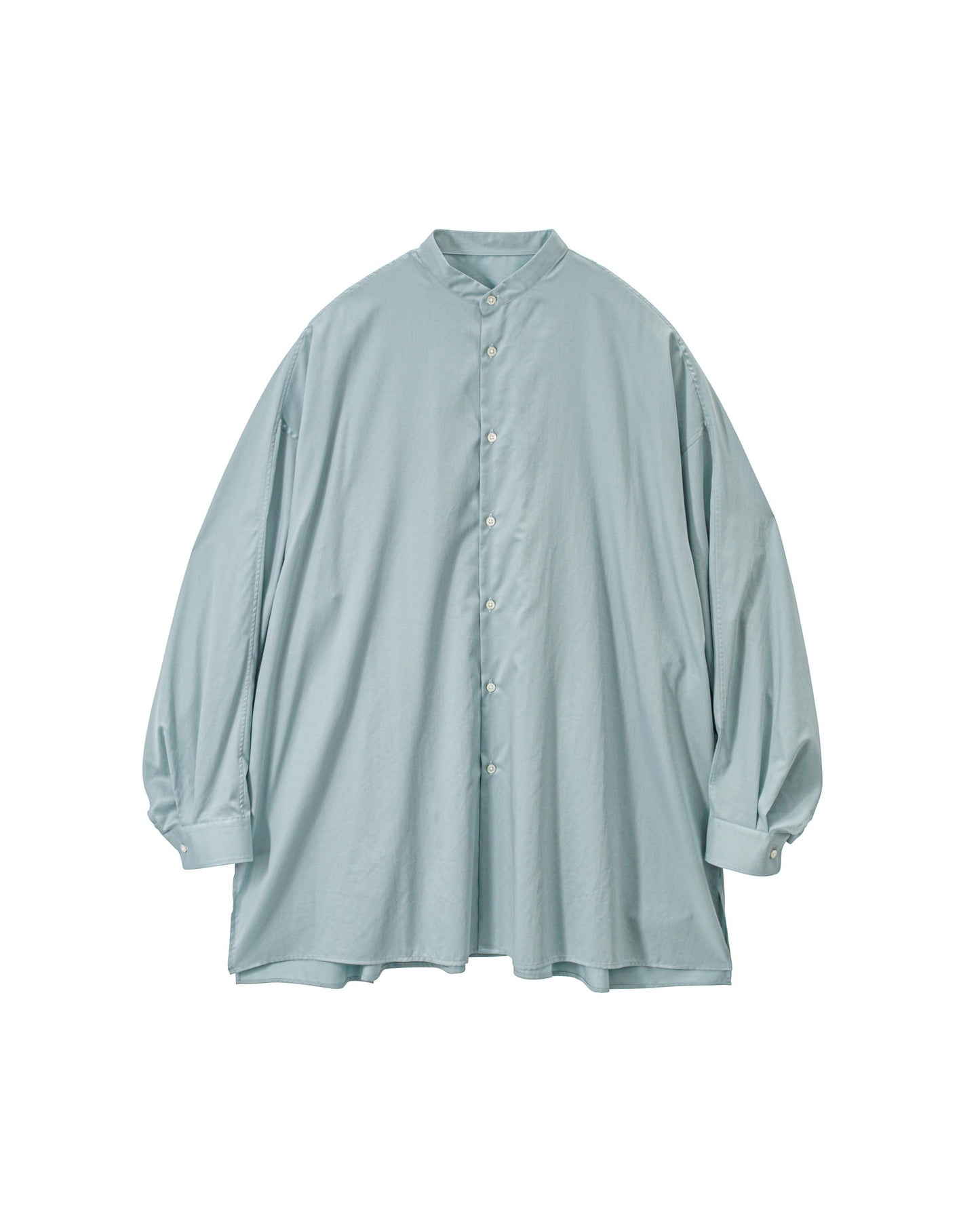 Silicon Poplin Deep Slit Band Collar Shirt