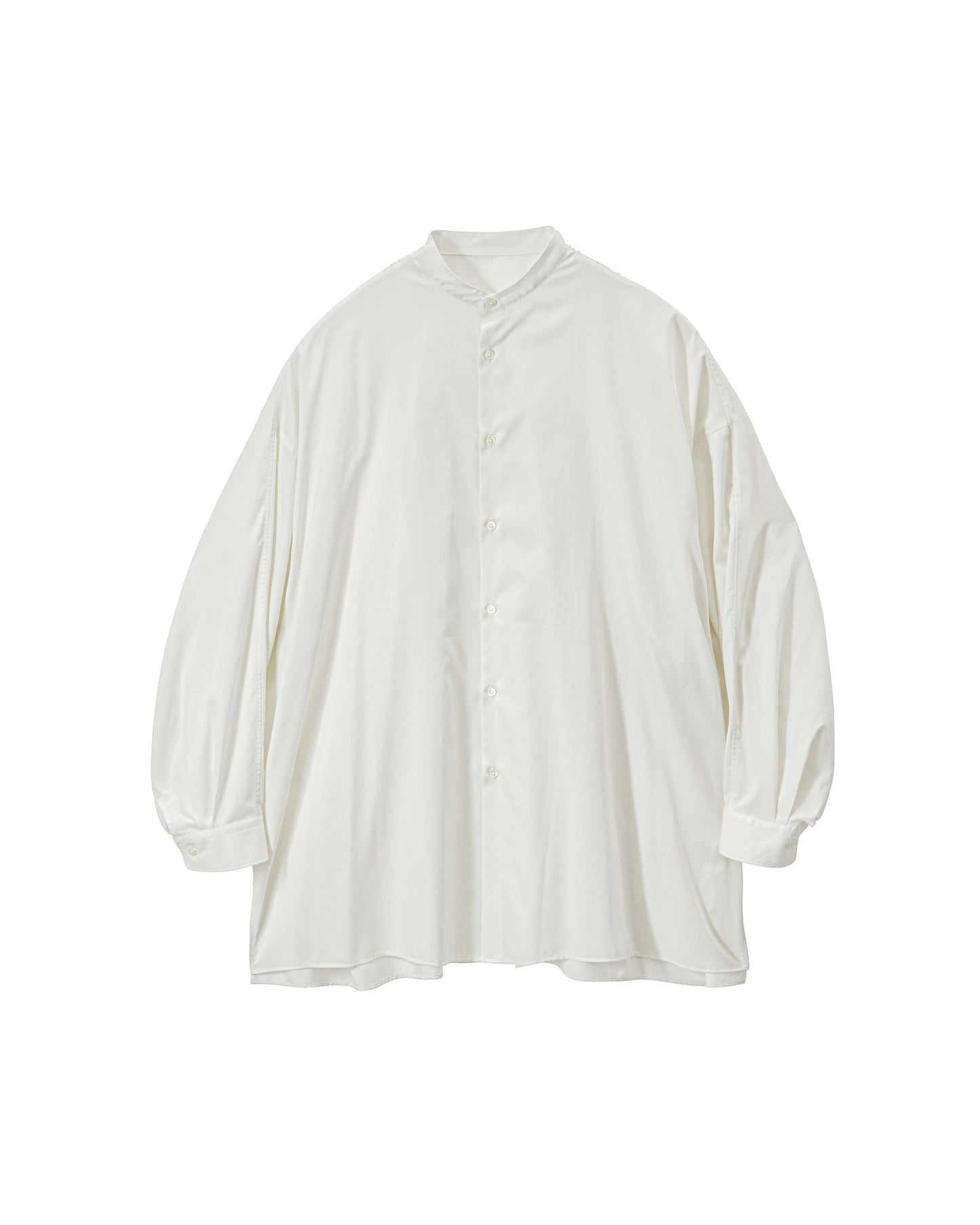 Silicon Poplin Deep Slit Band Collar Shirt