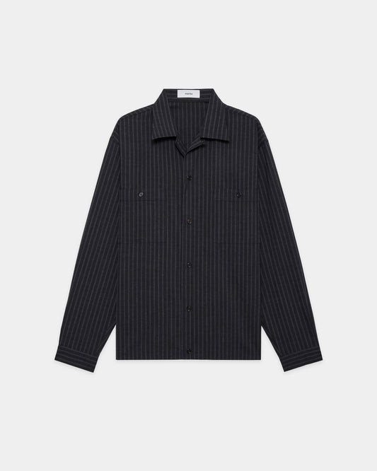 DOUBLE POCKET OPEN COLLAR SHIRT