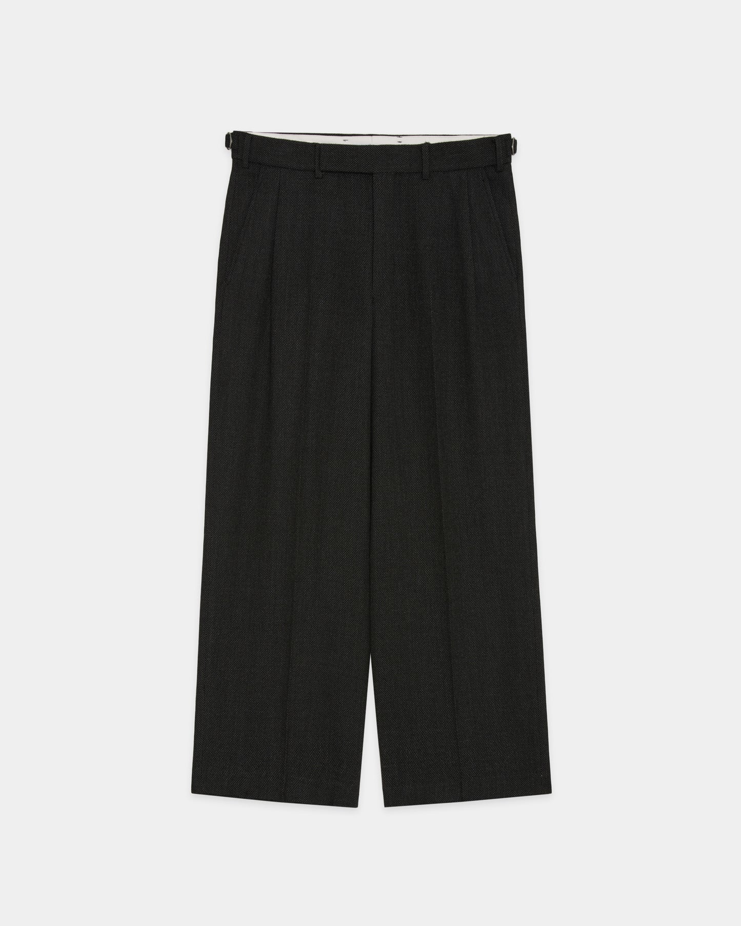 SINGLE PLEAT WIDE TROUSERS GRAY BIRD'S-EYE