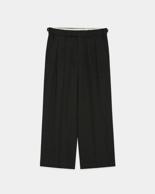 SINGLE PLEAT WIDE TROUSERS GRAY BIRD'S-EYE