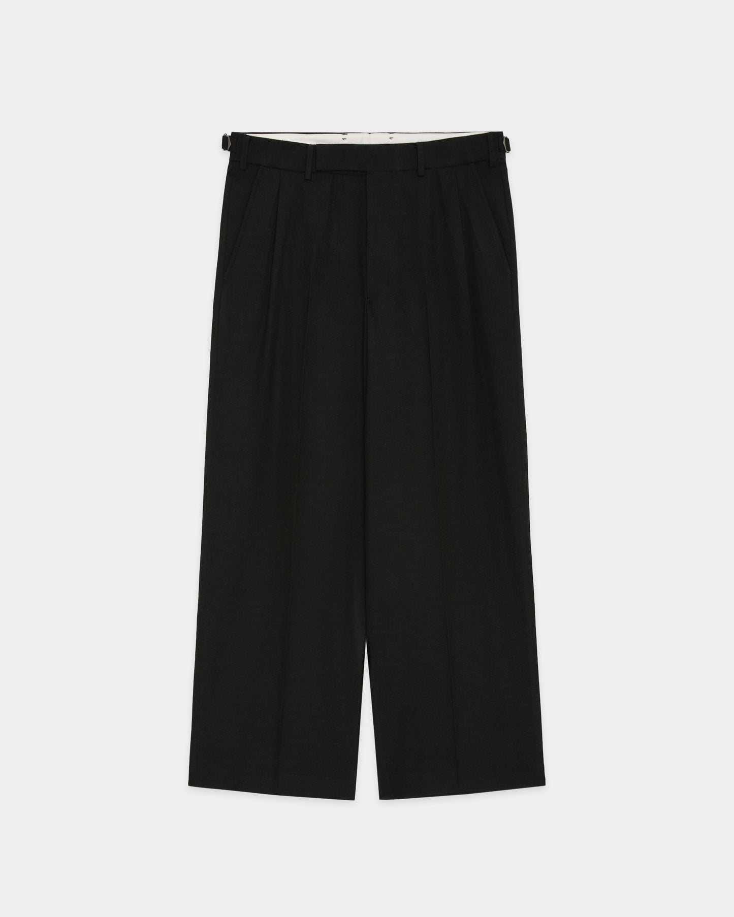 SINGLE PLEAT WIDE TROUSERS CHAMBRAY BLACK