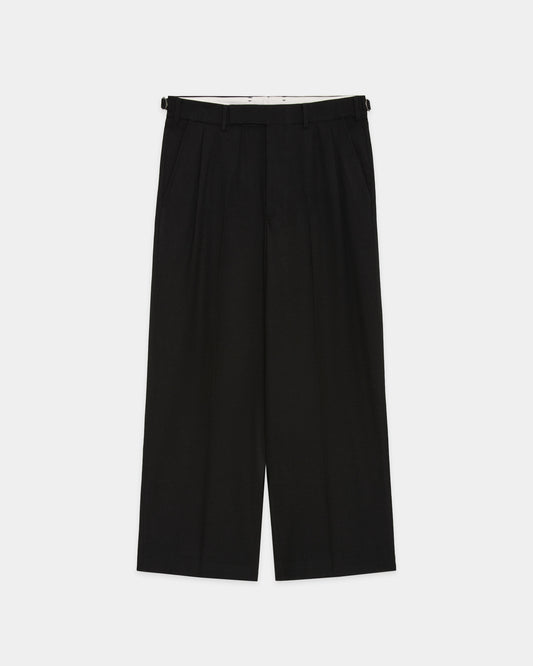 SINGLE PLEAT WIDE TROUSERS CHAMBRAY BLACK