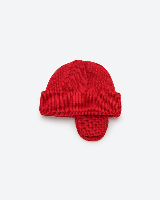 MERINO WOOL EAR WATCH CAP RED