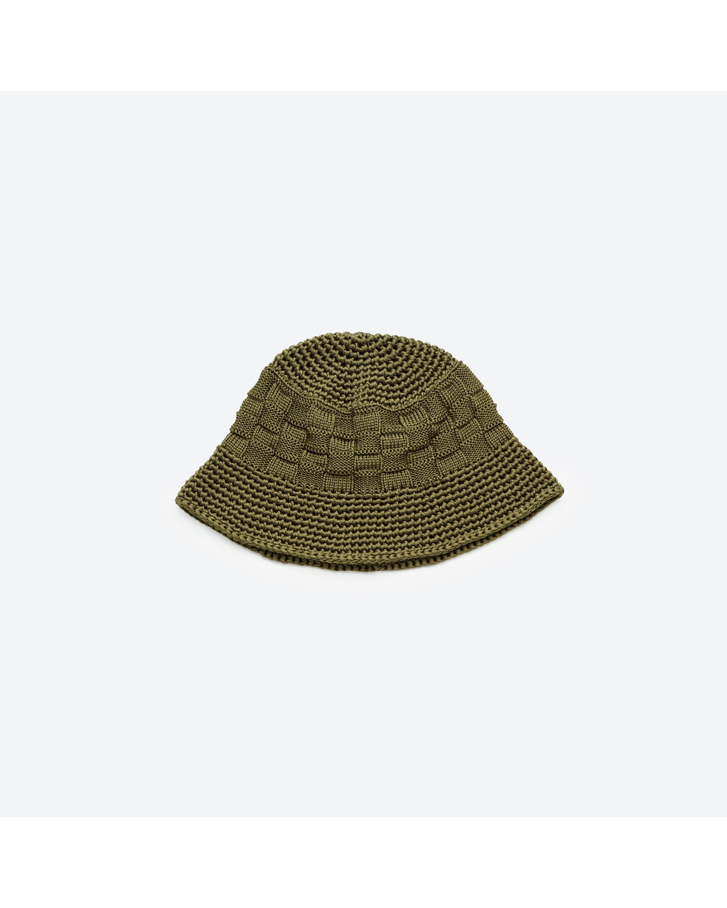 POLY KNIT BUCKET HAT (CHECKERBOAD) OLIVE GREEN