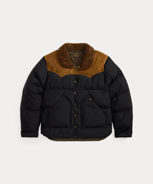 WOVEN-PUFFER-COAT NYLON/COWHIDE/SHRLG