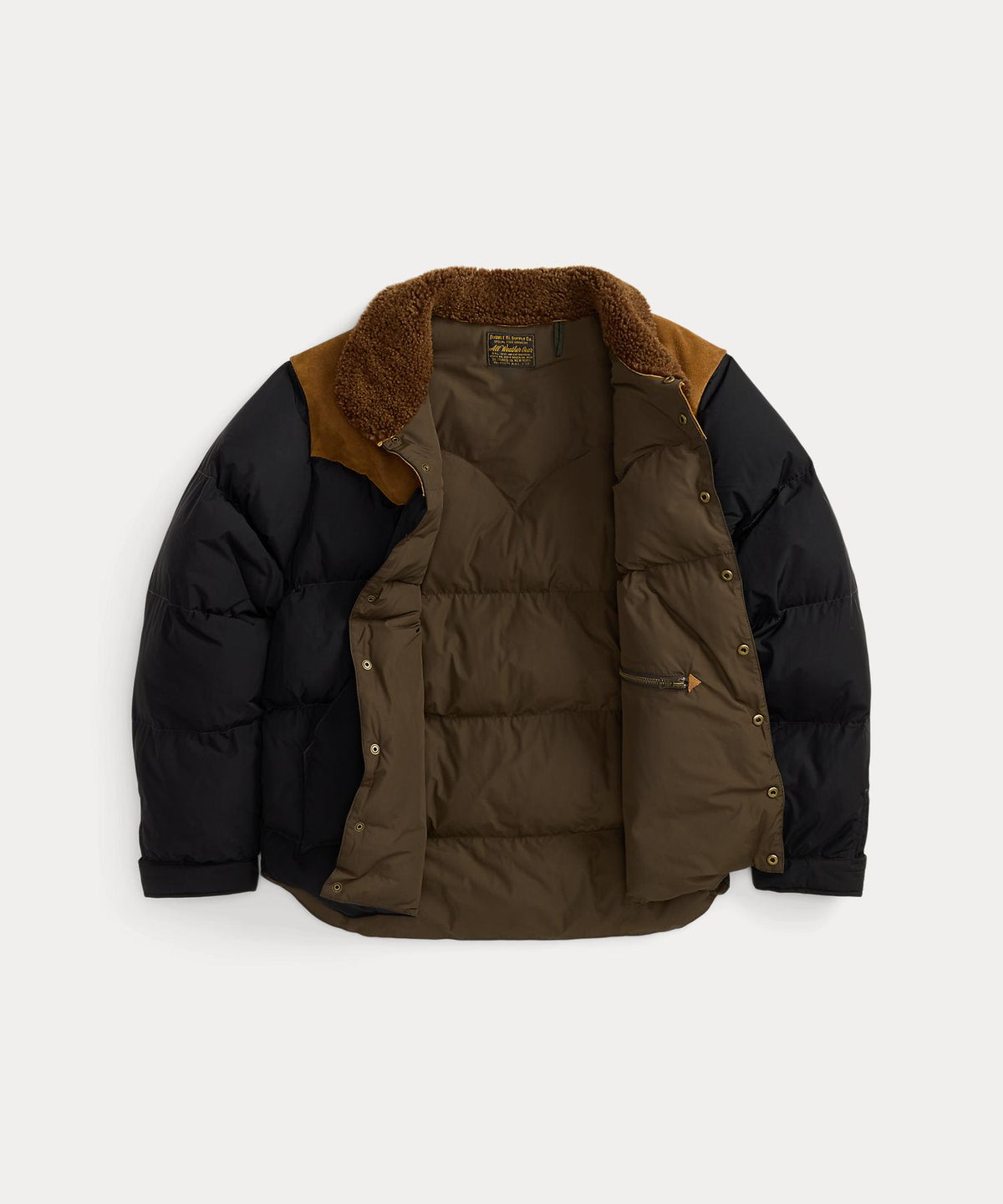 WOVEN-PUFFER-COAT NYLON/COWHIDE/SHRLG