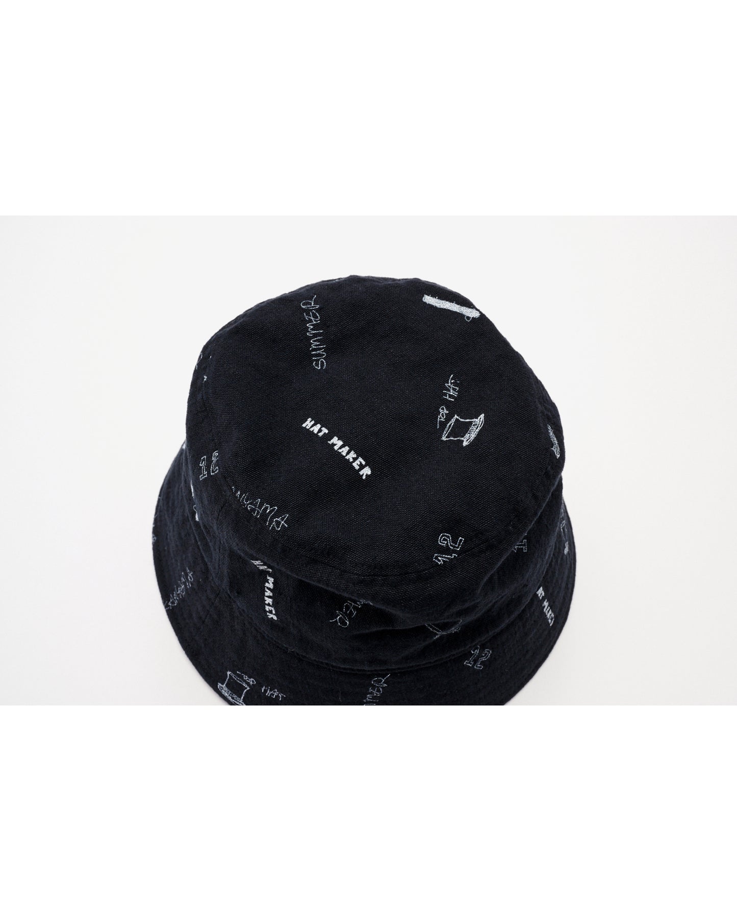 LINEN COTTON PRINTED TIGHT BUCKET HAT BLACK